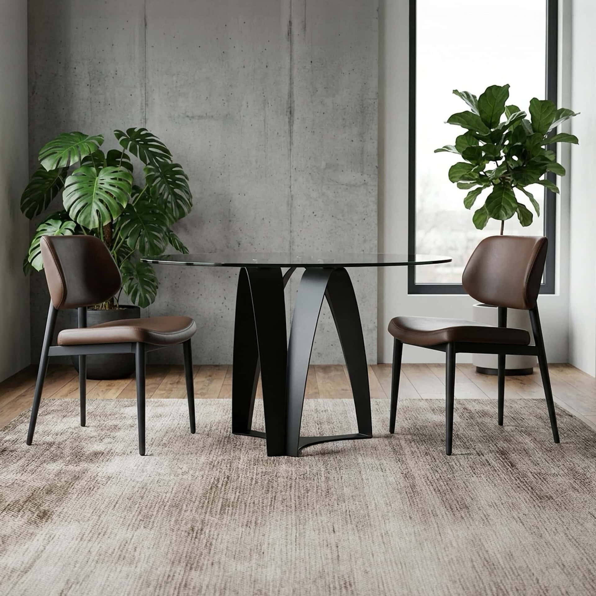 Elegant Duomo glass dining table with modern design.