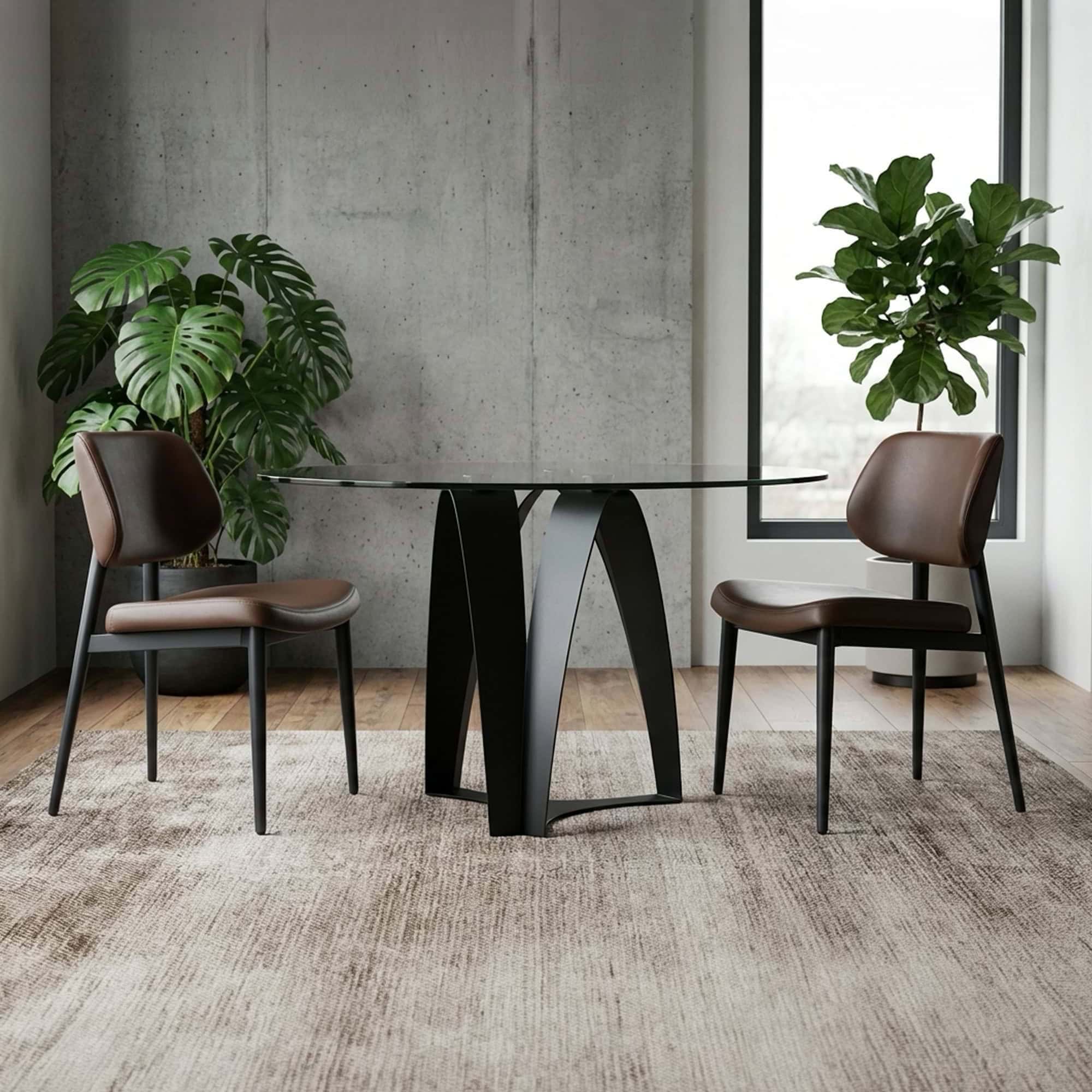 Elegant Duomo glass dining table with modern design.