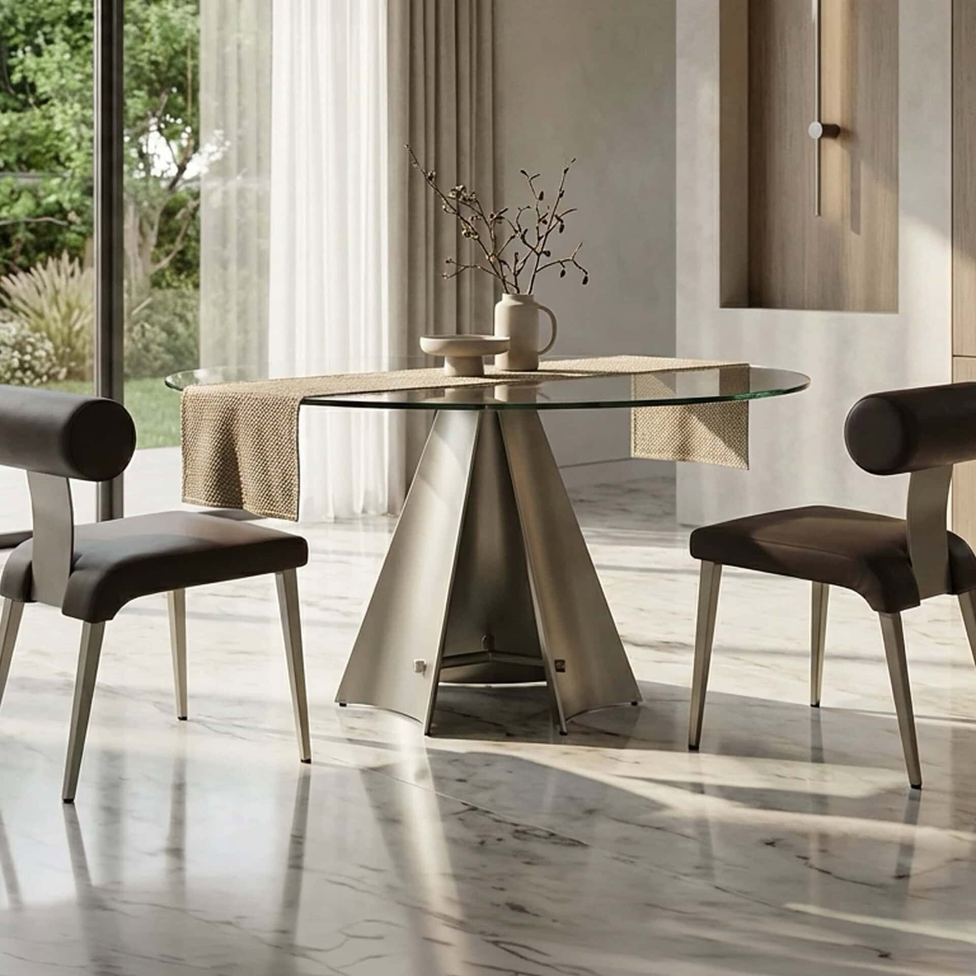 Modern Pinnacle Glass Dining Table with Elegant Design.