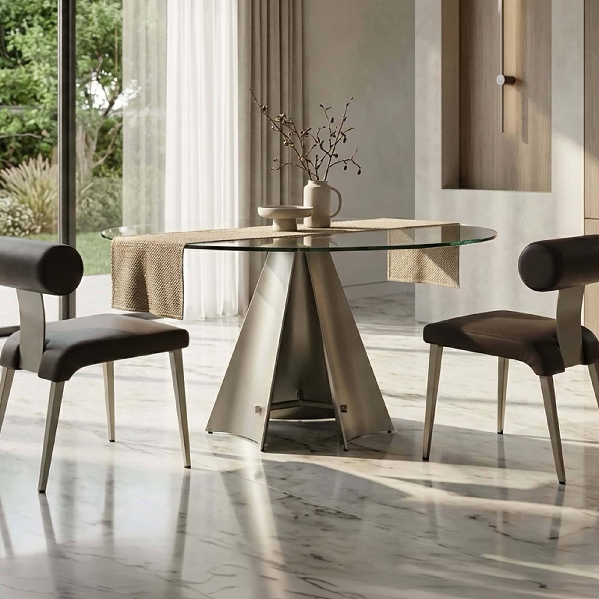 Modern Pinnacle Glass Dining Table with Elegant Design.