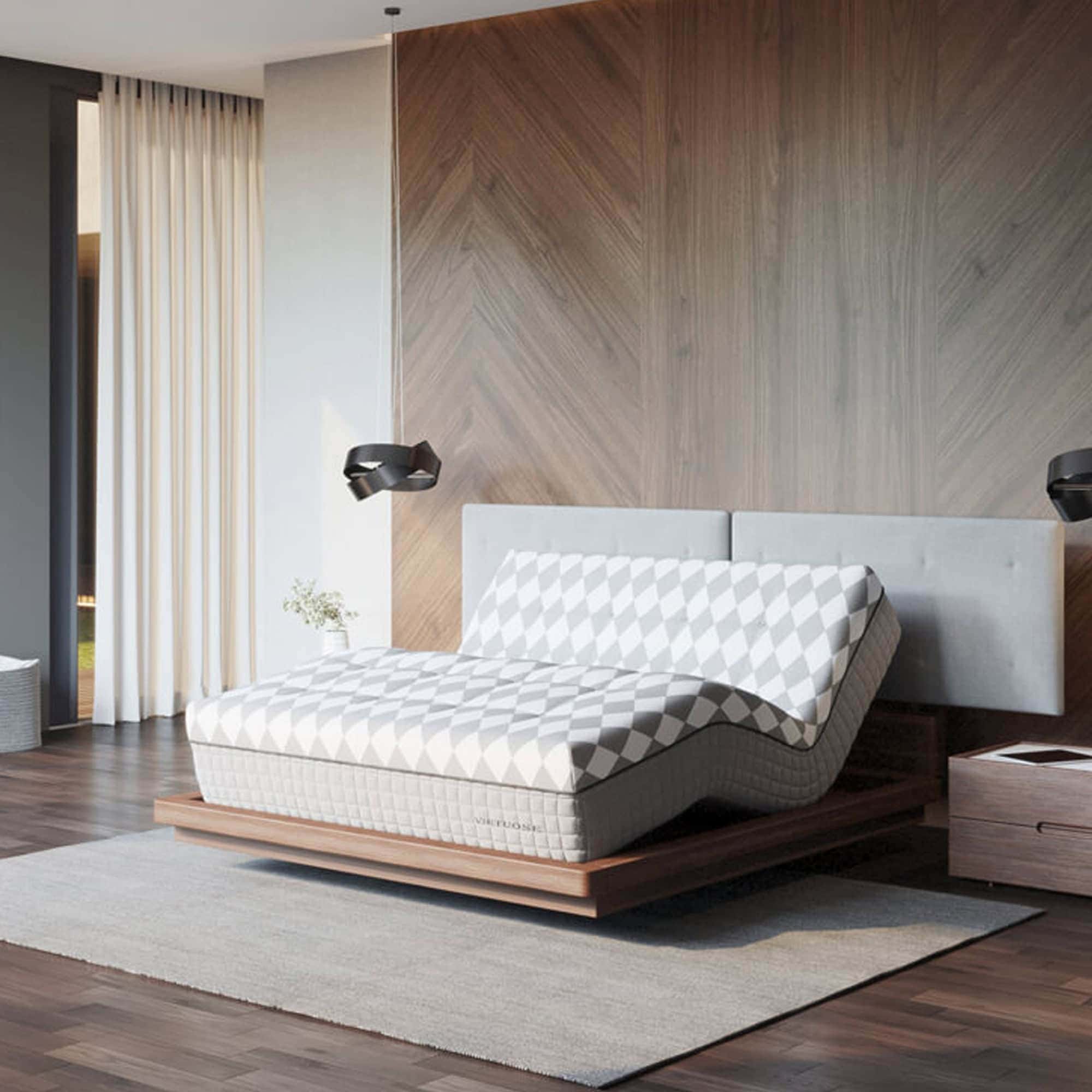 Contemporary bedroom featuring a Sklar Furnishings mattress and stylish decor.