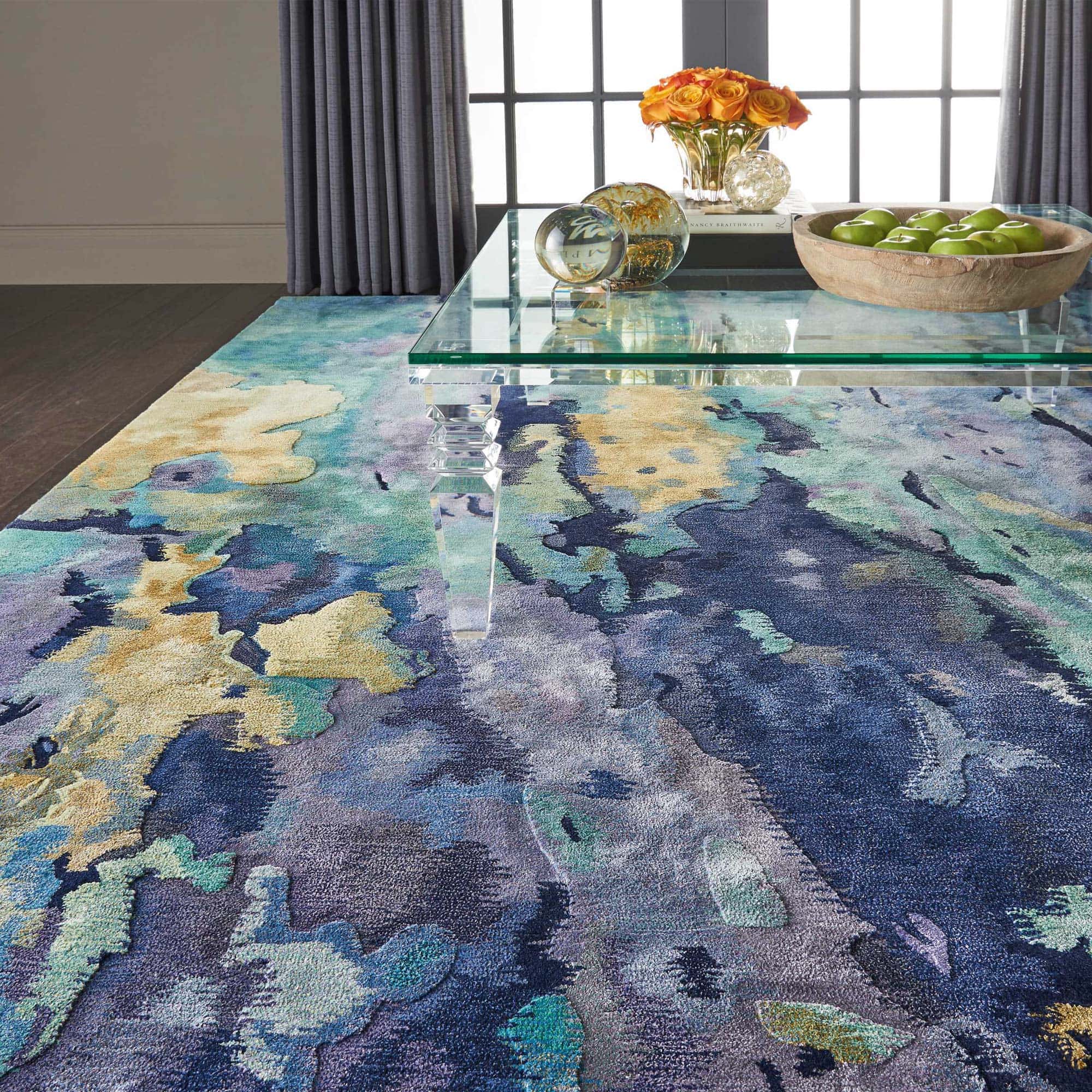 Abstract floral design area rug by Nourison, perfect for modern living spaces.