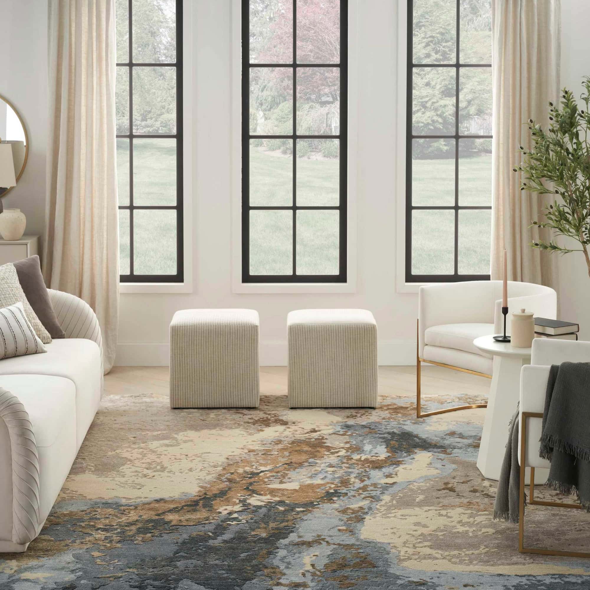 Silk Shadows Beige/Blue Rug - nourison-silkshadowsbeigebluerug-1