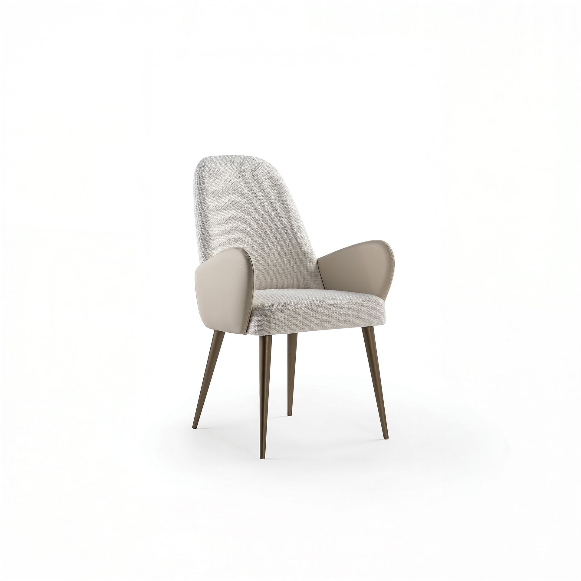 Armchair with beige upholstery and wooden legs, modern and stylish furniture piece for home decor.