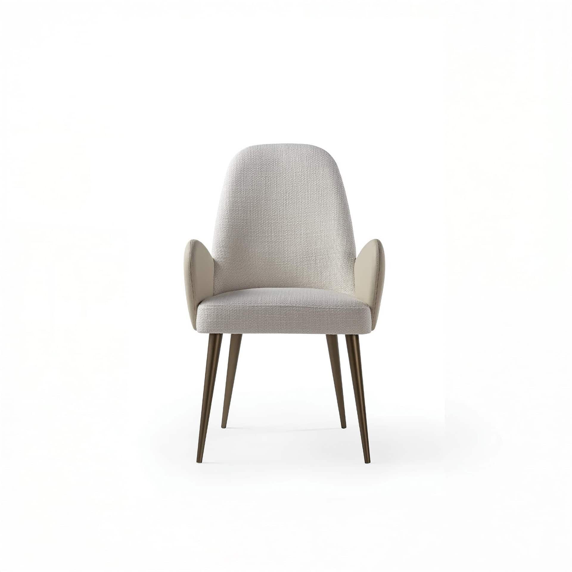 Contemporary upholstered accent chair with wooden legs and modern design.