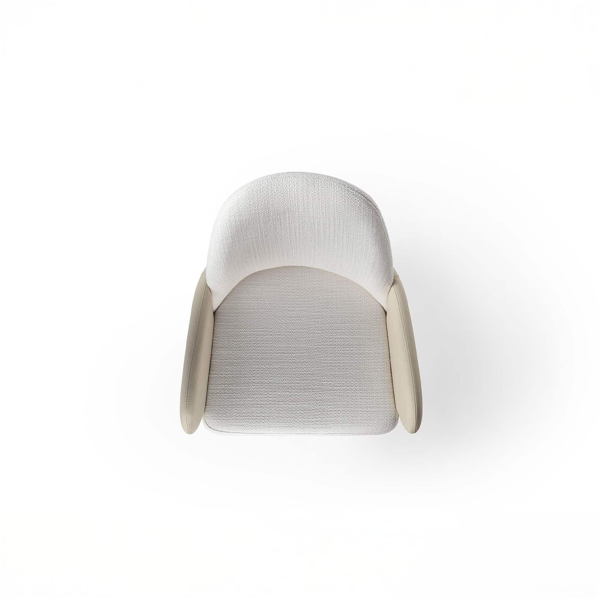 Luxurious modern beige and white upholstered accent chair by Sklar Furnishings.