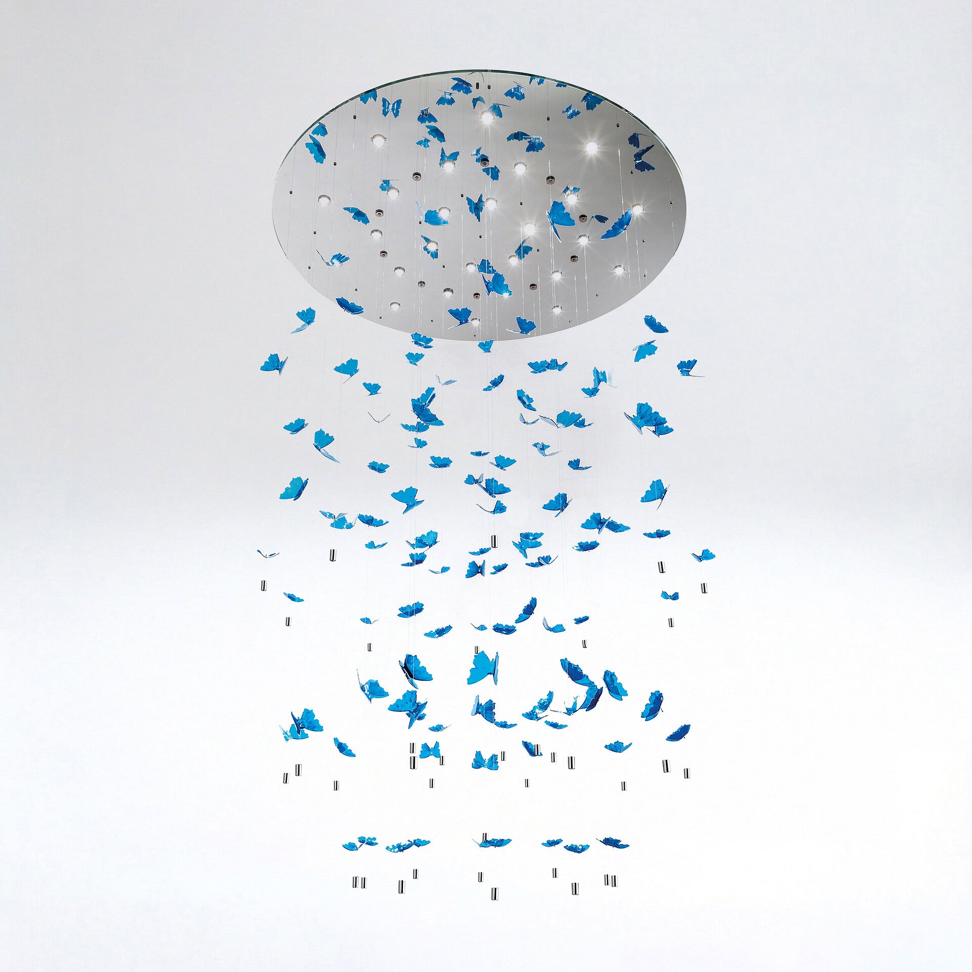 Elegant Morpho glass chandelier with butterfly design for modern interior lighting.