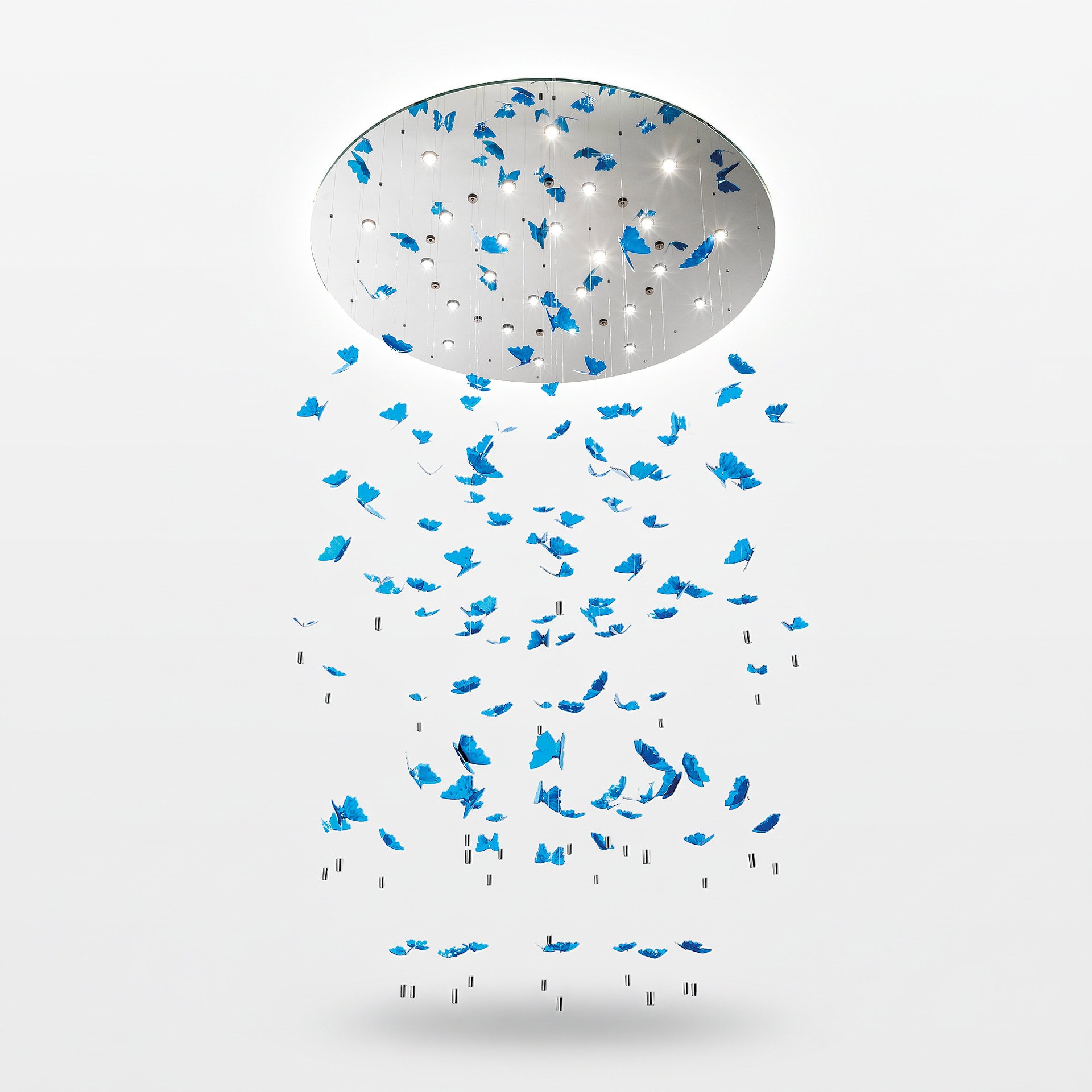 Elegant Morpho glass chandelier with butterfly design for modern interior lighting.