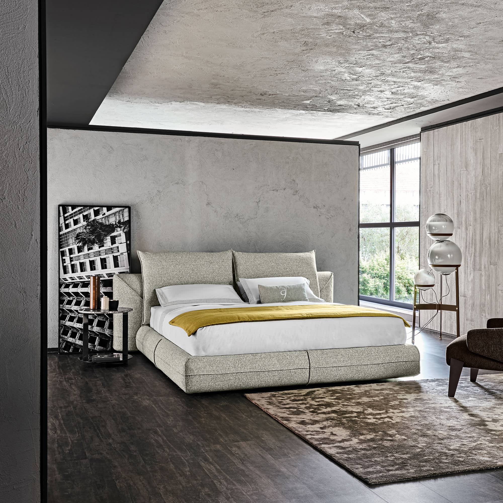 Wide view of Starman Dream Bed in modern bedroom with stylish decor elements.