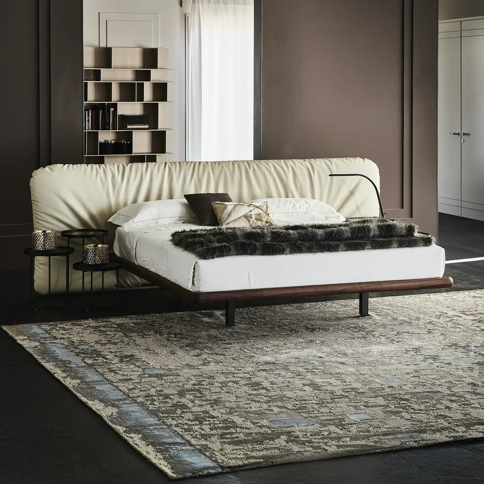 Upholstered platform bed with a sleek design, perfect for modern bedrooms. Crafted for comfort and s.