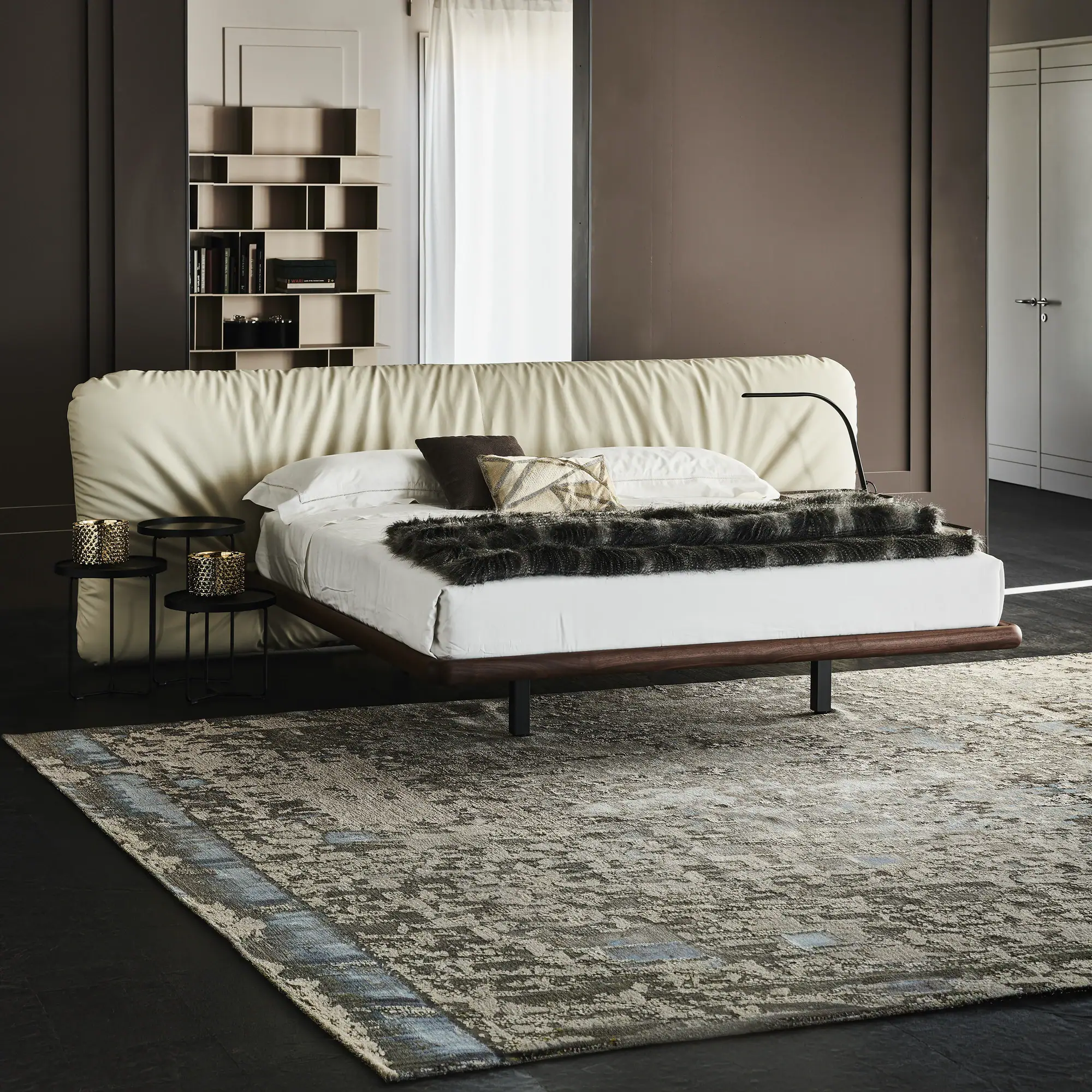 Upholstered platform bed with a sleek design, perfect for modern bedrooms. Crafted for comfort and s.