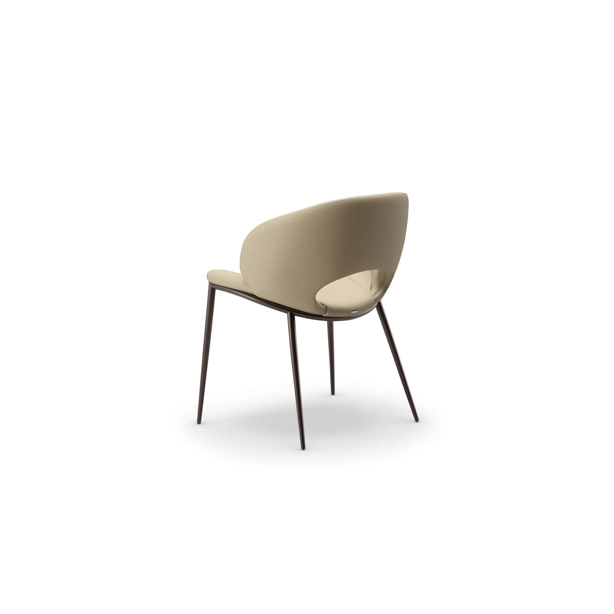 Contemporary beige lounge chair with dark wooden legs, perfect for modern stylish interiors.