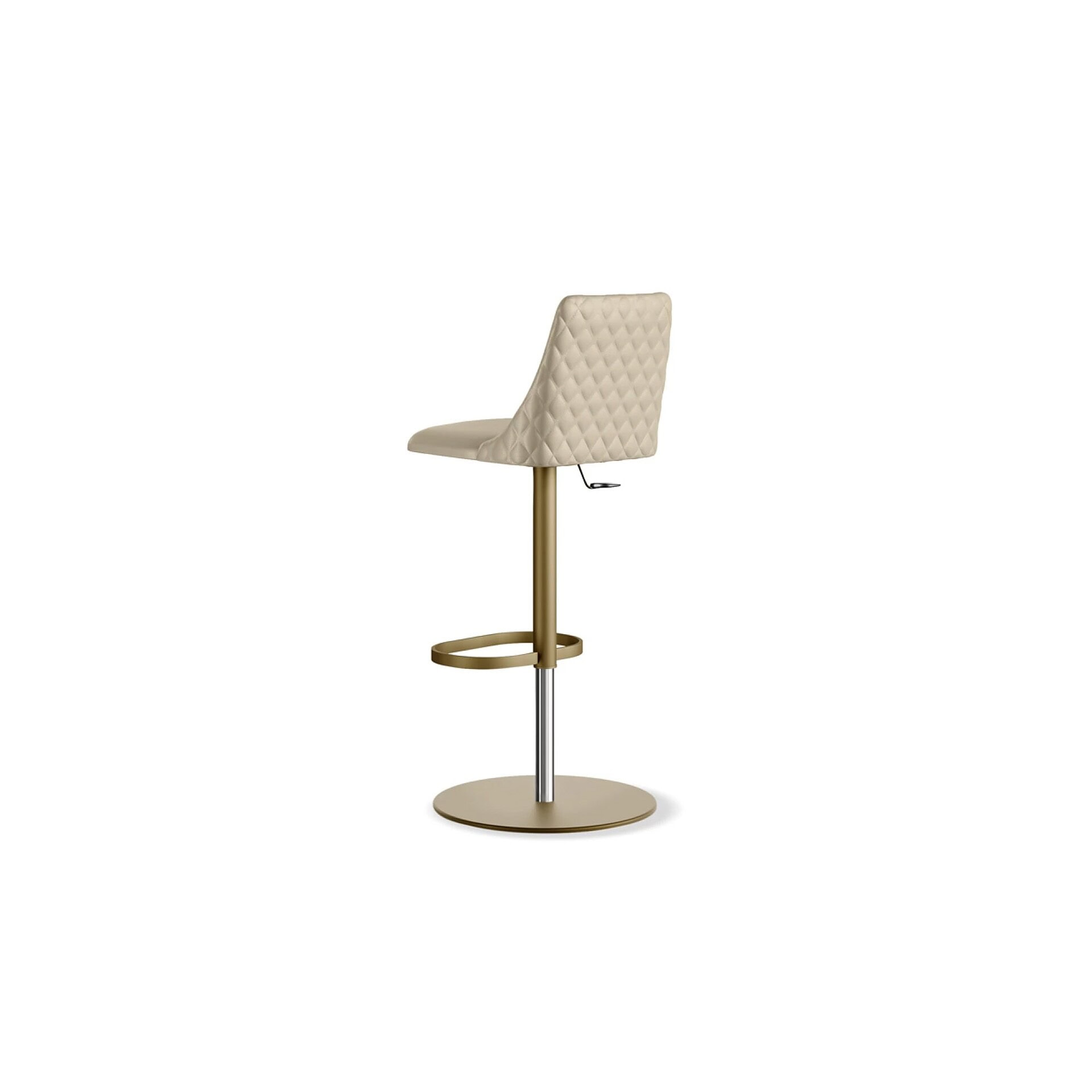 Luxurious white quilted modern bar stool with gold and chrome accents for stylish home or commercial spaces.