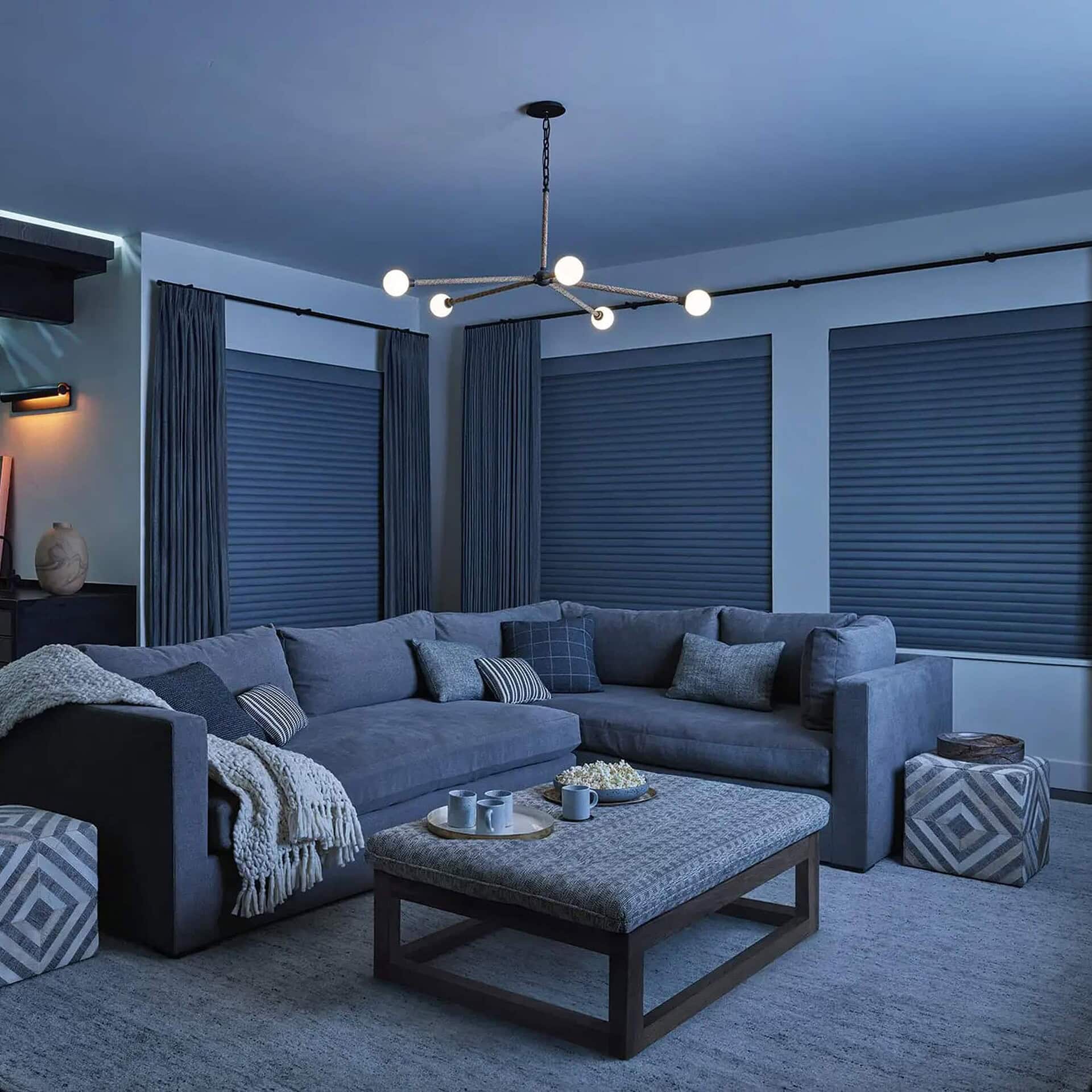 a living room with a couch and a coffee table