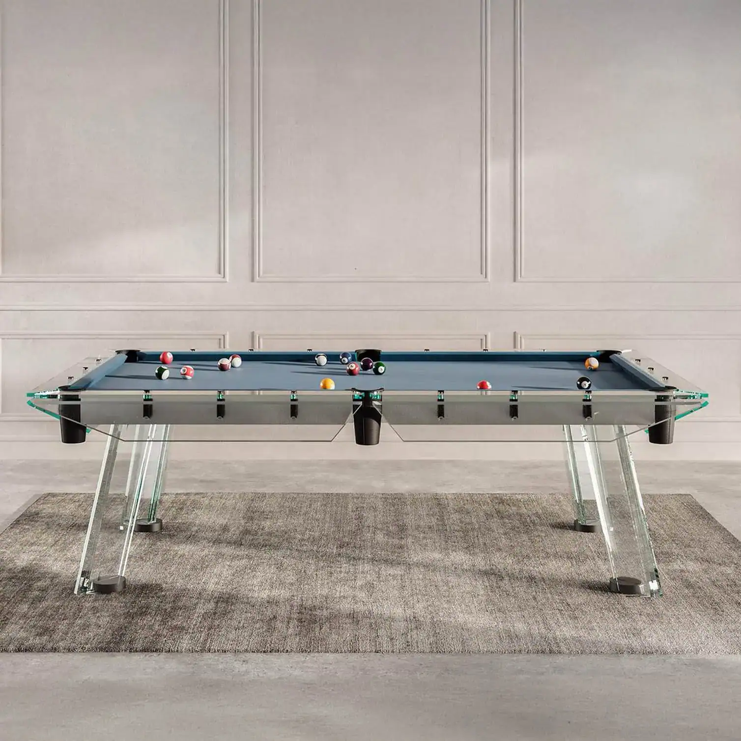 a pool table with balls on it