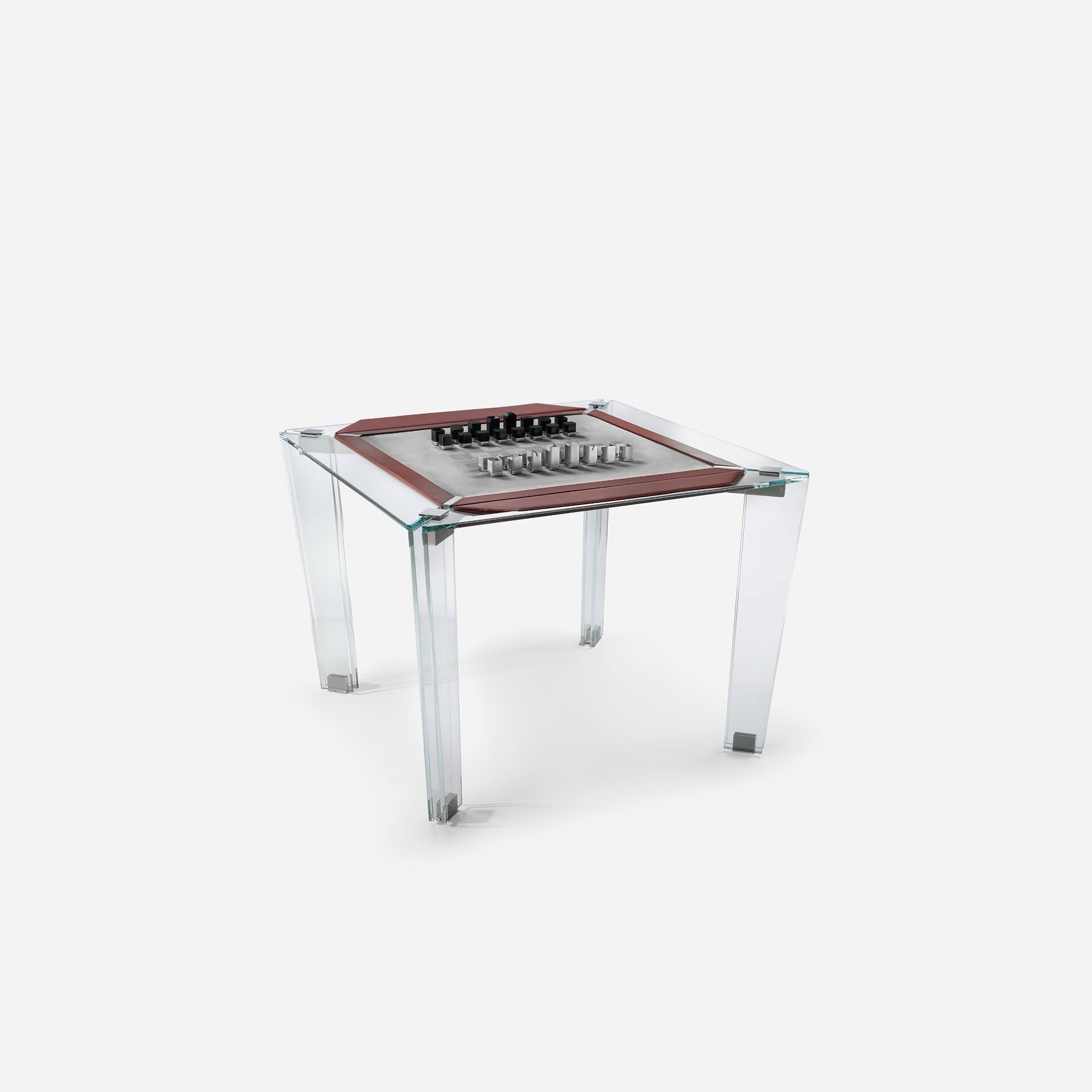 Elegant acrylic game table with a built-in chessboard for stylish entertainment.