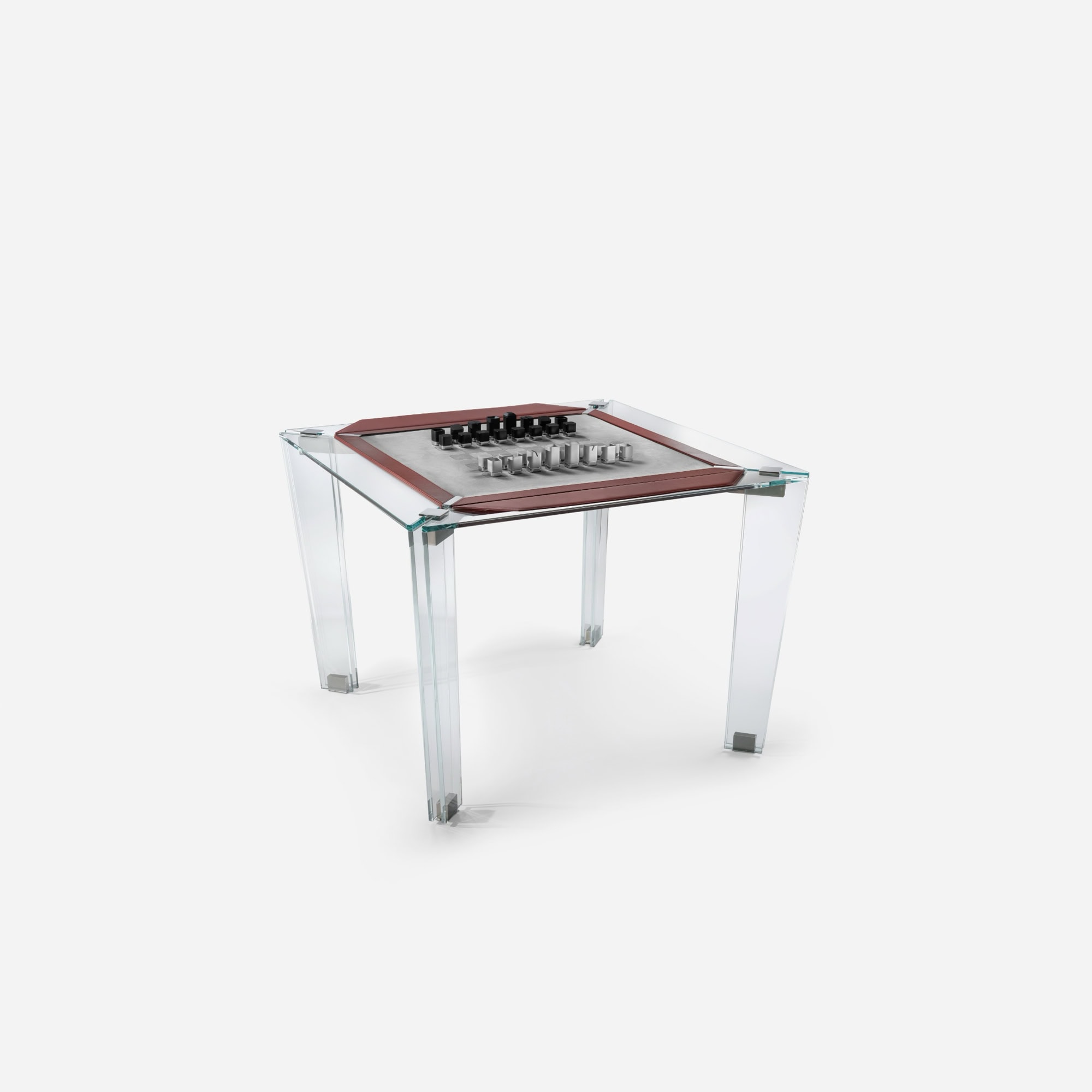 Elegant acrylic game table with a built-in chessboard for stylish entertainment.