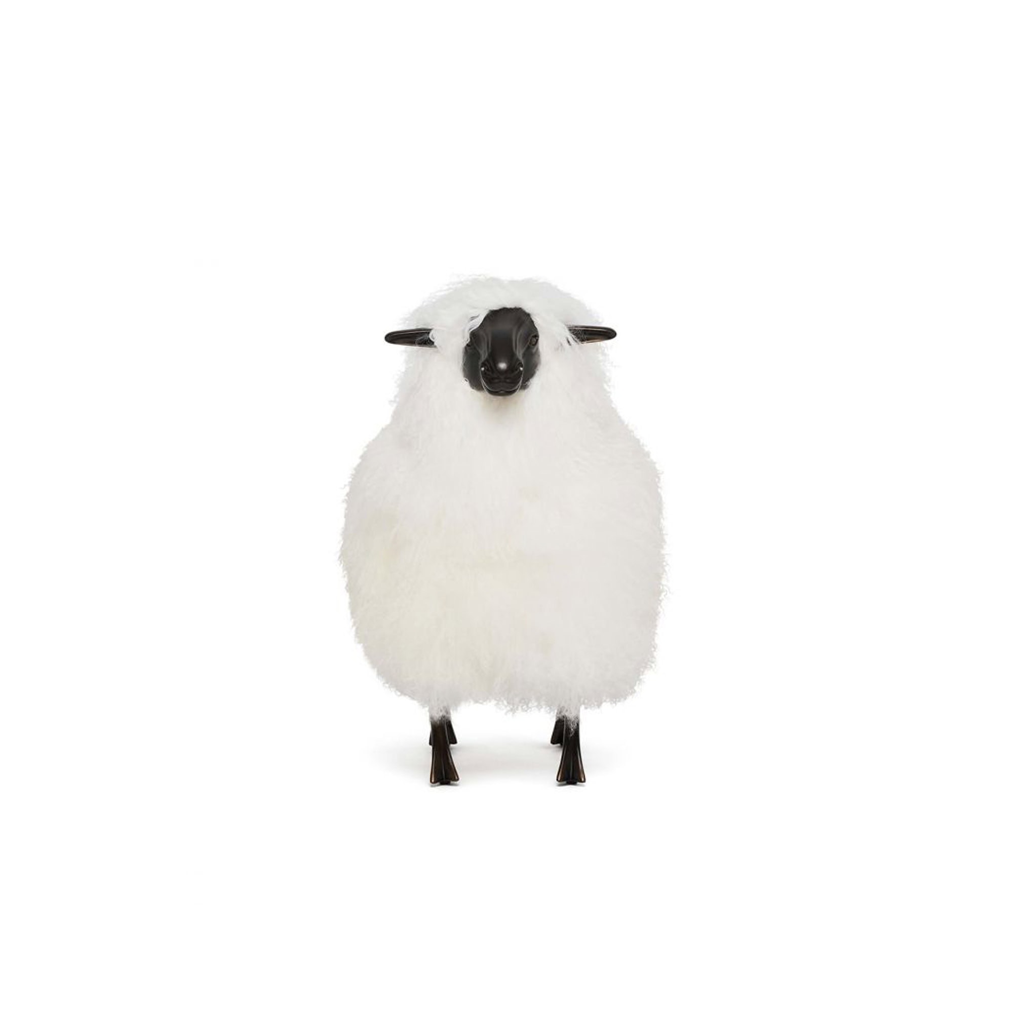 Lucie Baby Sheep Sculpture in ivory sheepskin, front view