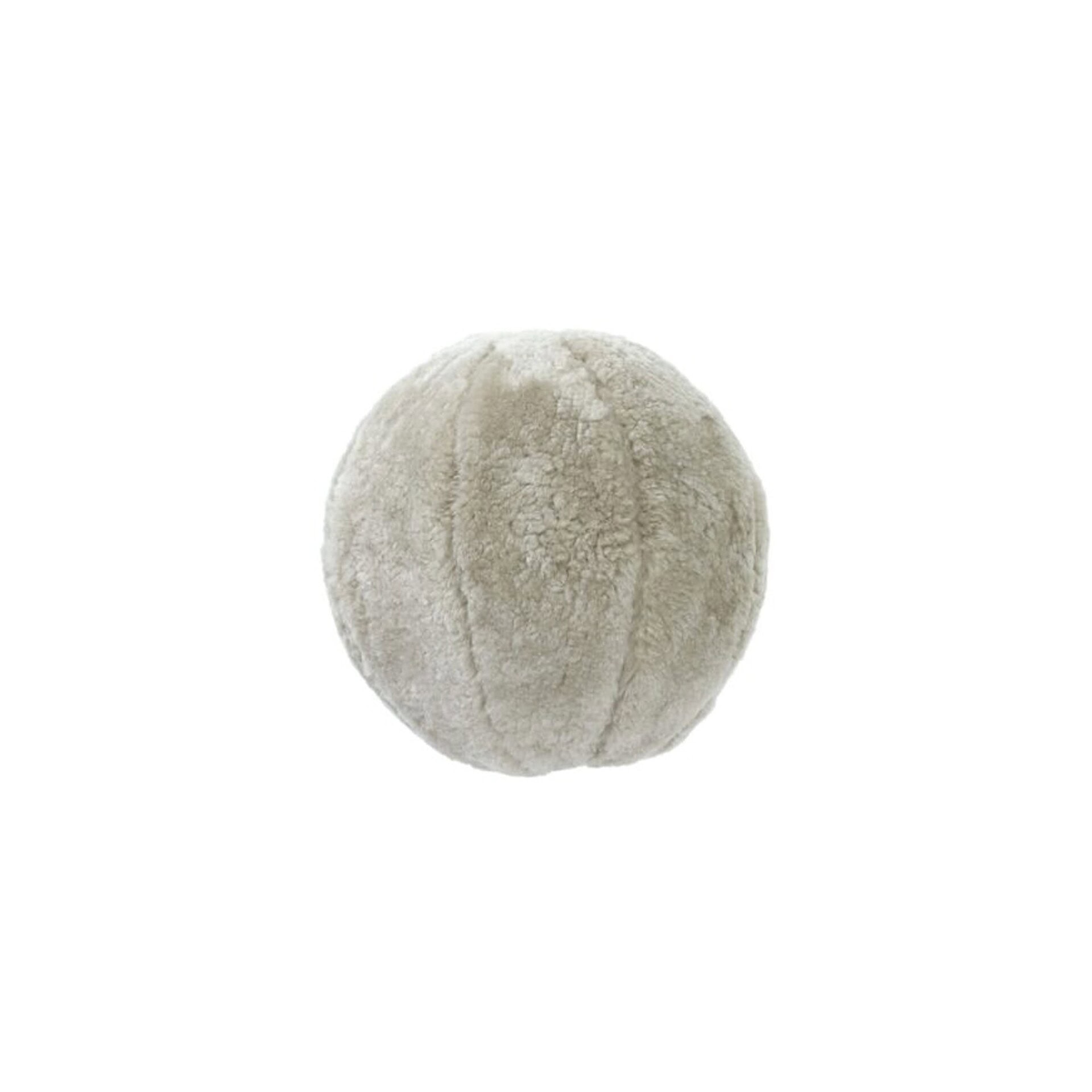 Round faux fur throw pillow in light grey