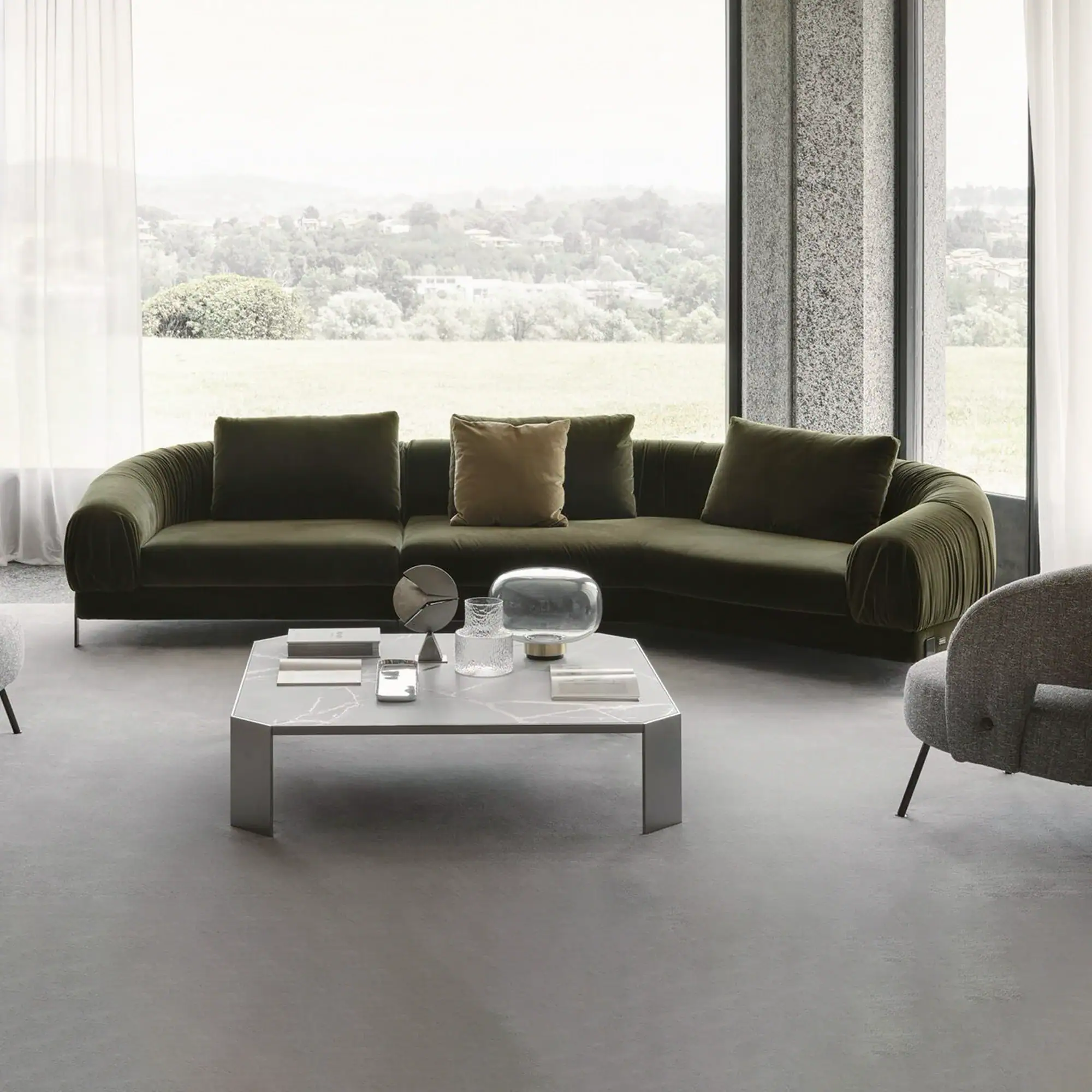 Modern Crumble modular sofa with plush upholstery in a bright living room setting.