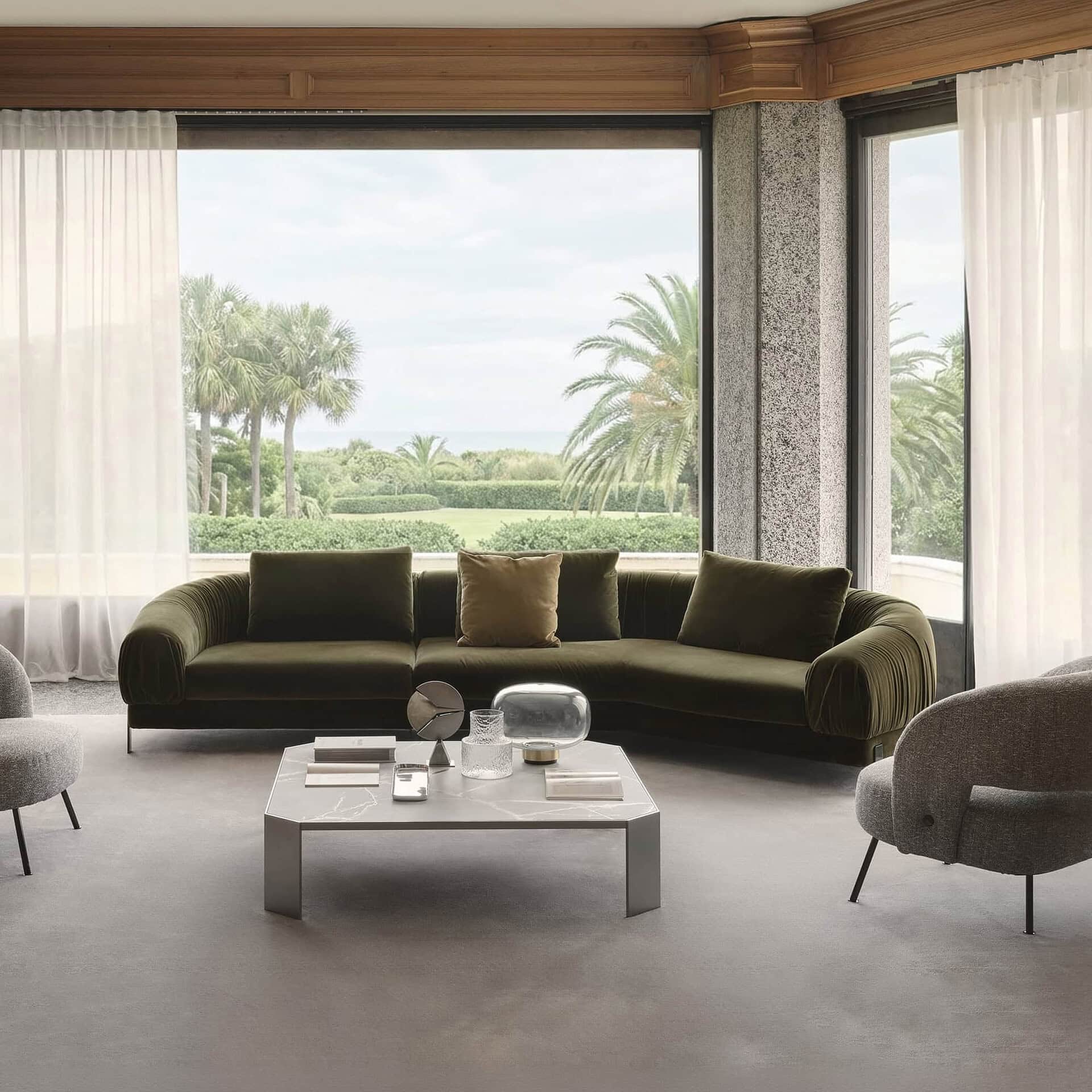 Modern Crumble modular sofa with plush upholstery in a bright living room setting.