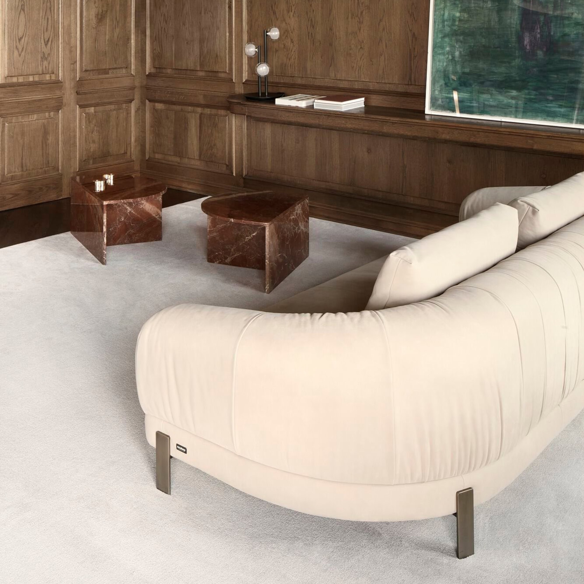 Light beige Crumble Modular Sofa in an elegant corner sectional layout.
