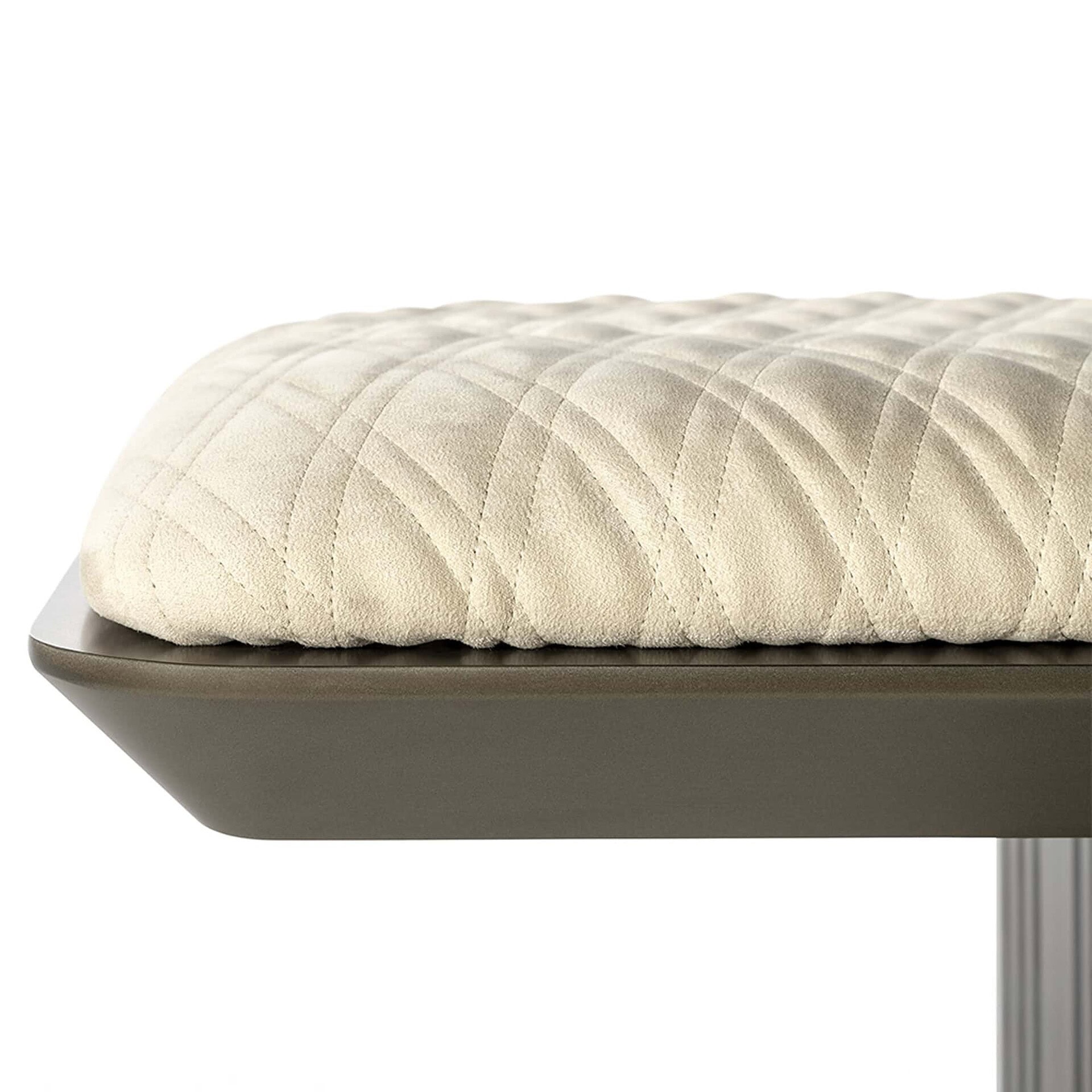 Close-up of quilted seat cushion on the Reflex Monolite Glass-Leg Bench