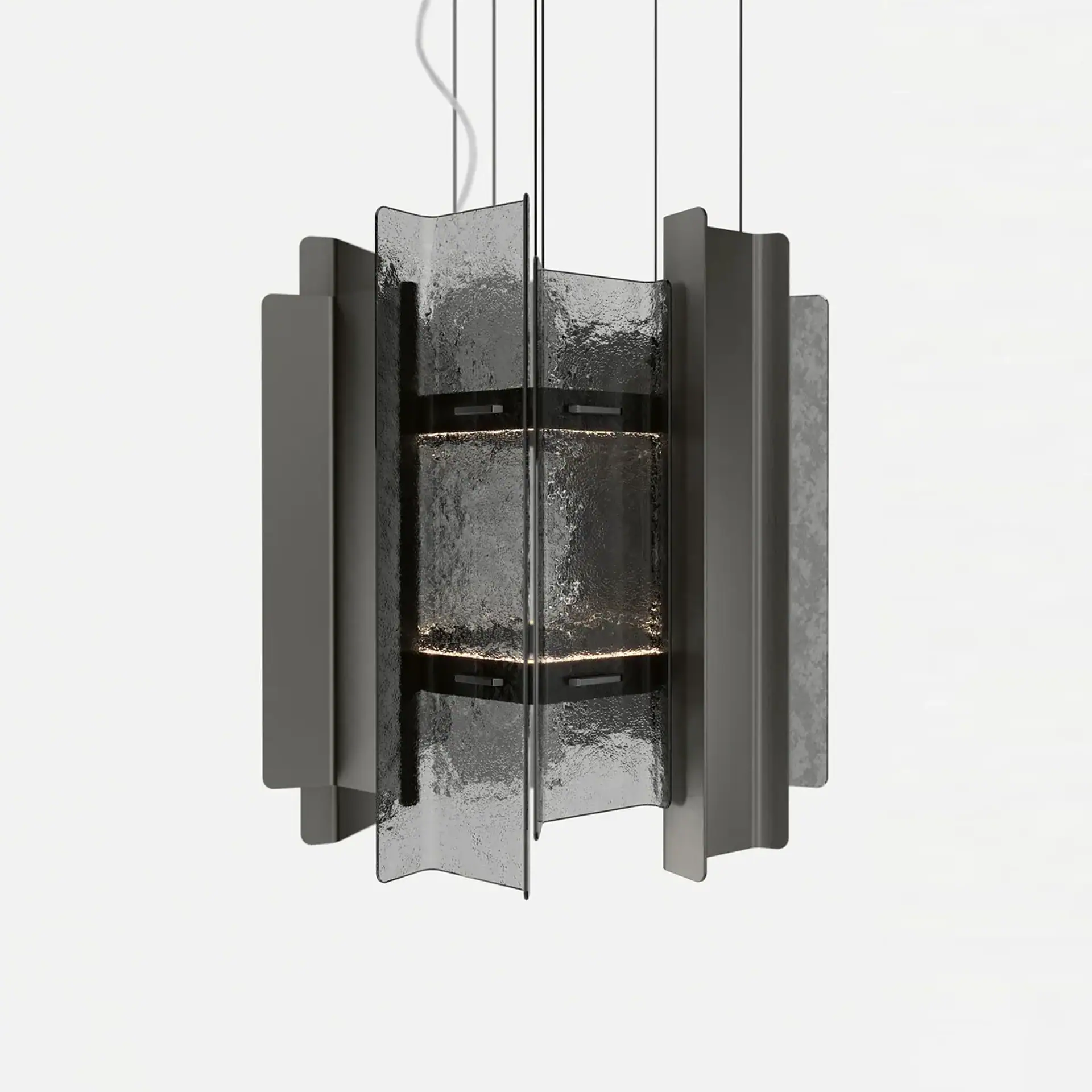 Sklar Furnishings modern chandelier with metal and glass elements.