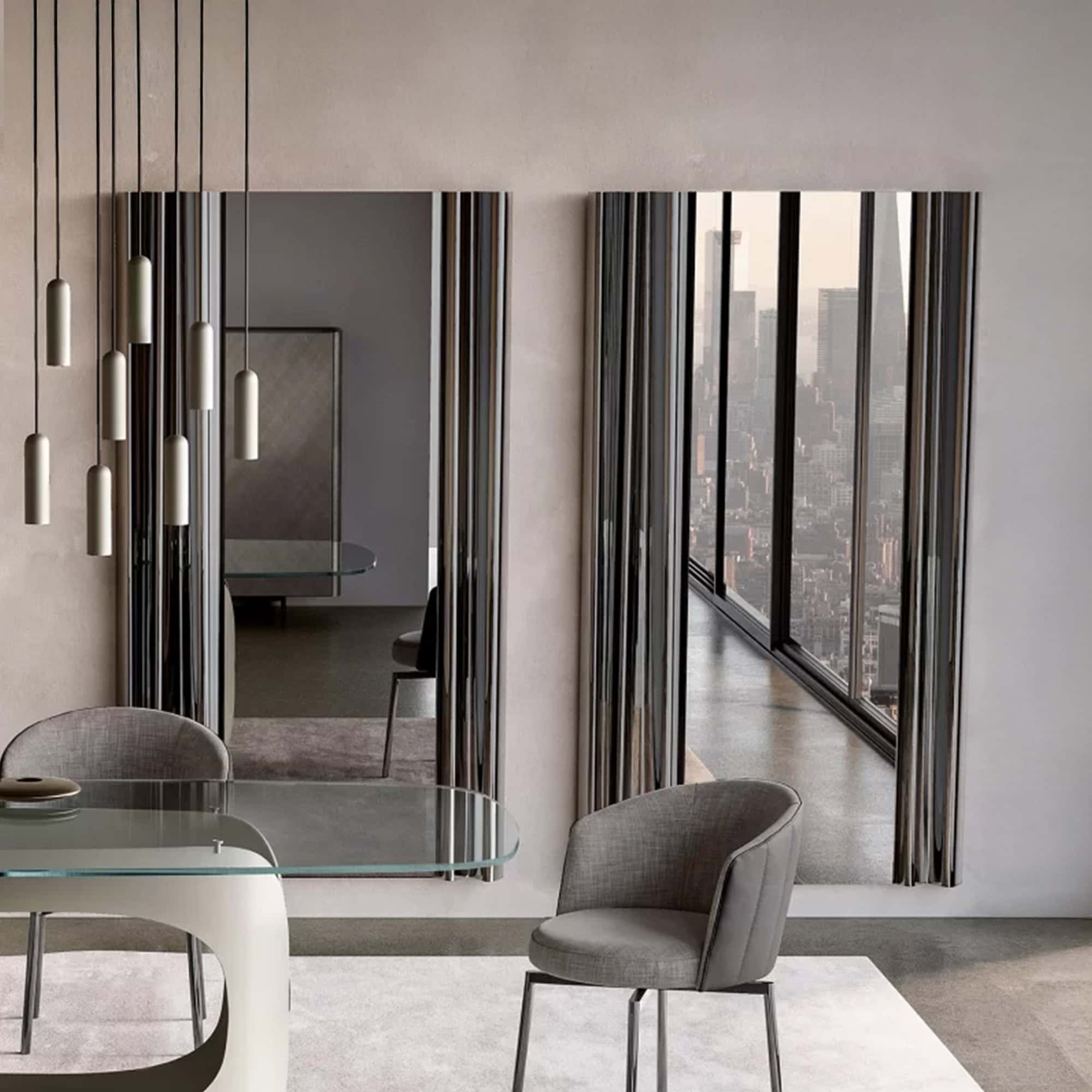 Rolli Vertical Mirror, smoked glass, styled interior