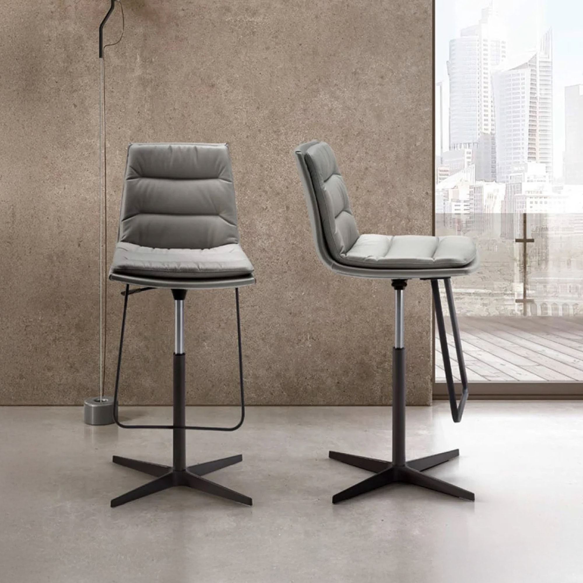 Lady 4-Way Adjustable Swivel Bar Stool in a room