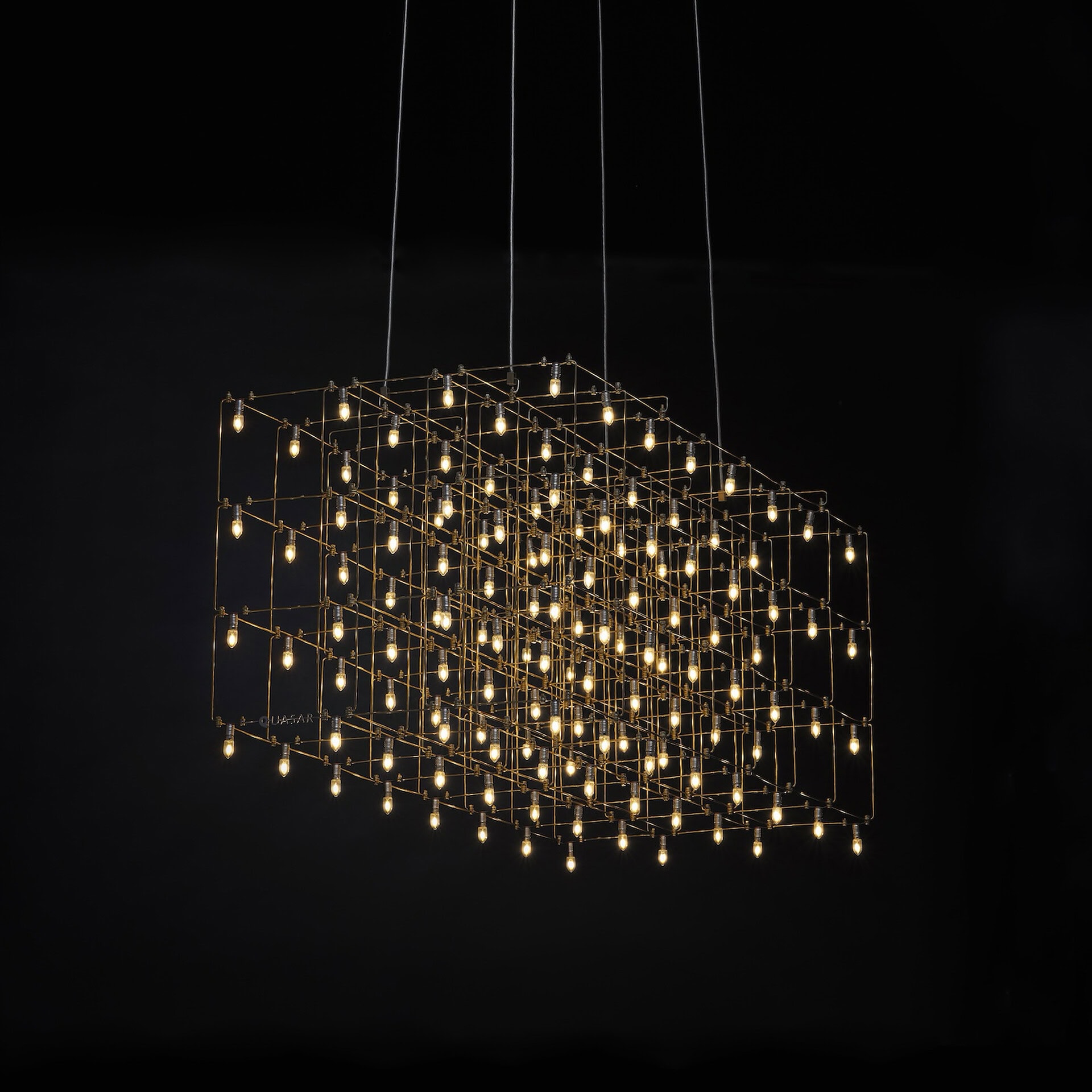 Elegant square grid chandelier with integrated LED lights, perfect for contemporary and luxury space.