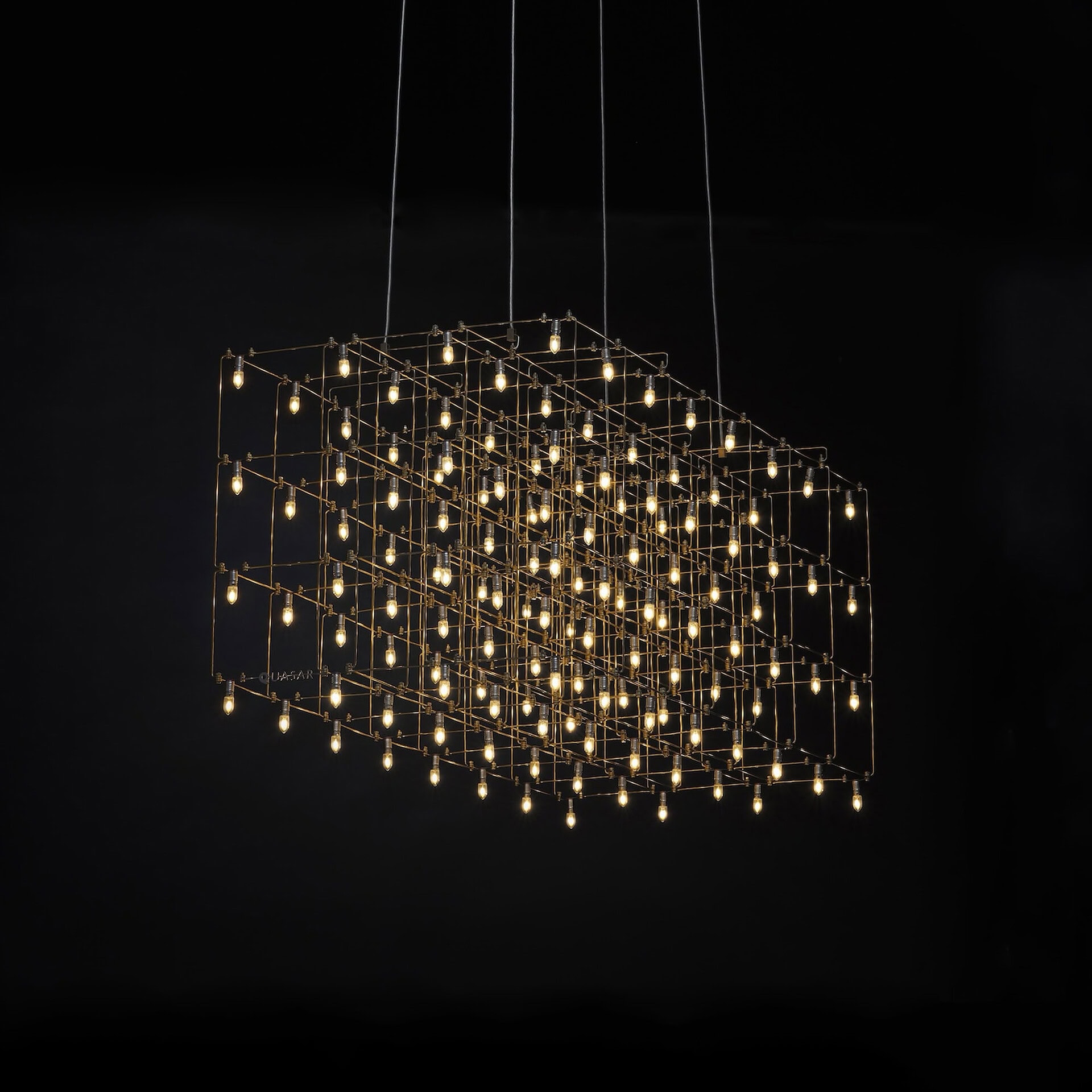 Elegant square grid chandelier with integrated LED lights, perfect for contemporary and luxury space.