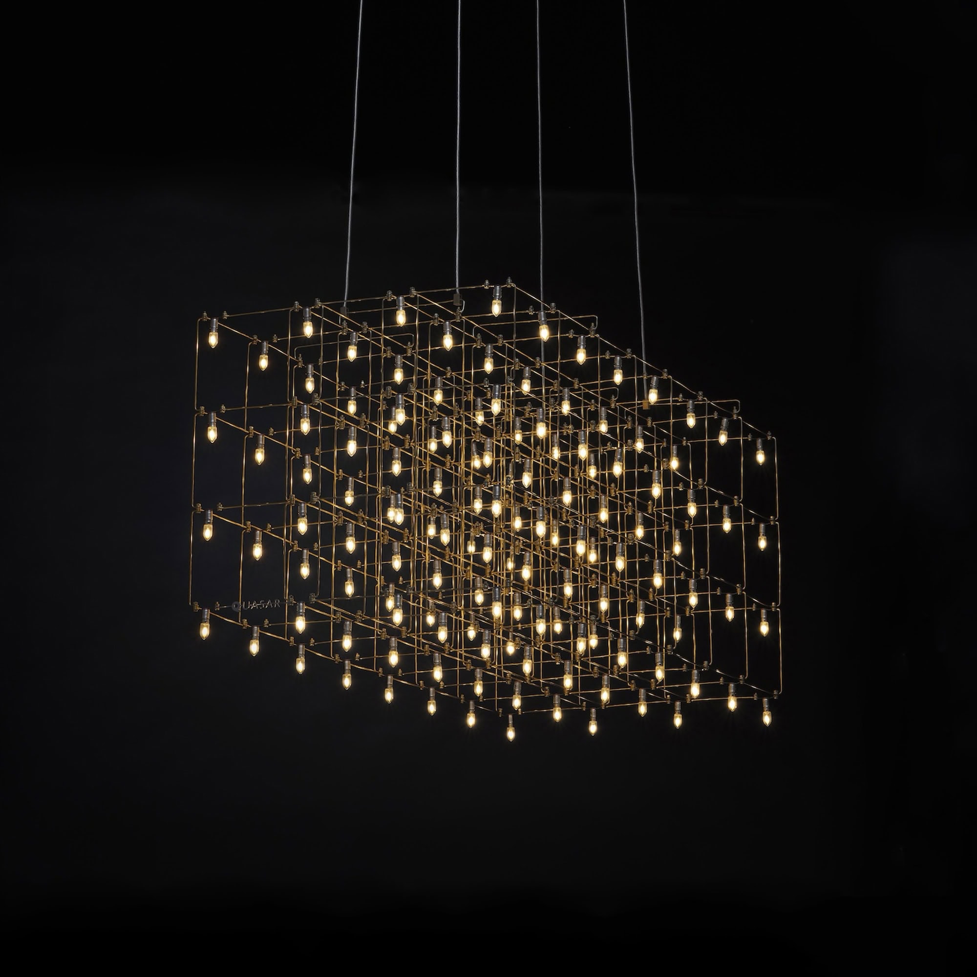 Elegant square grid chandelier with integrated LED lights, perfect for contemporary and luxury space.