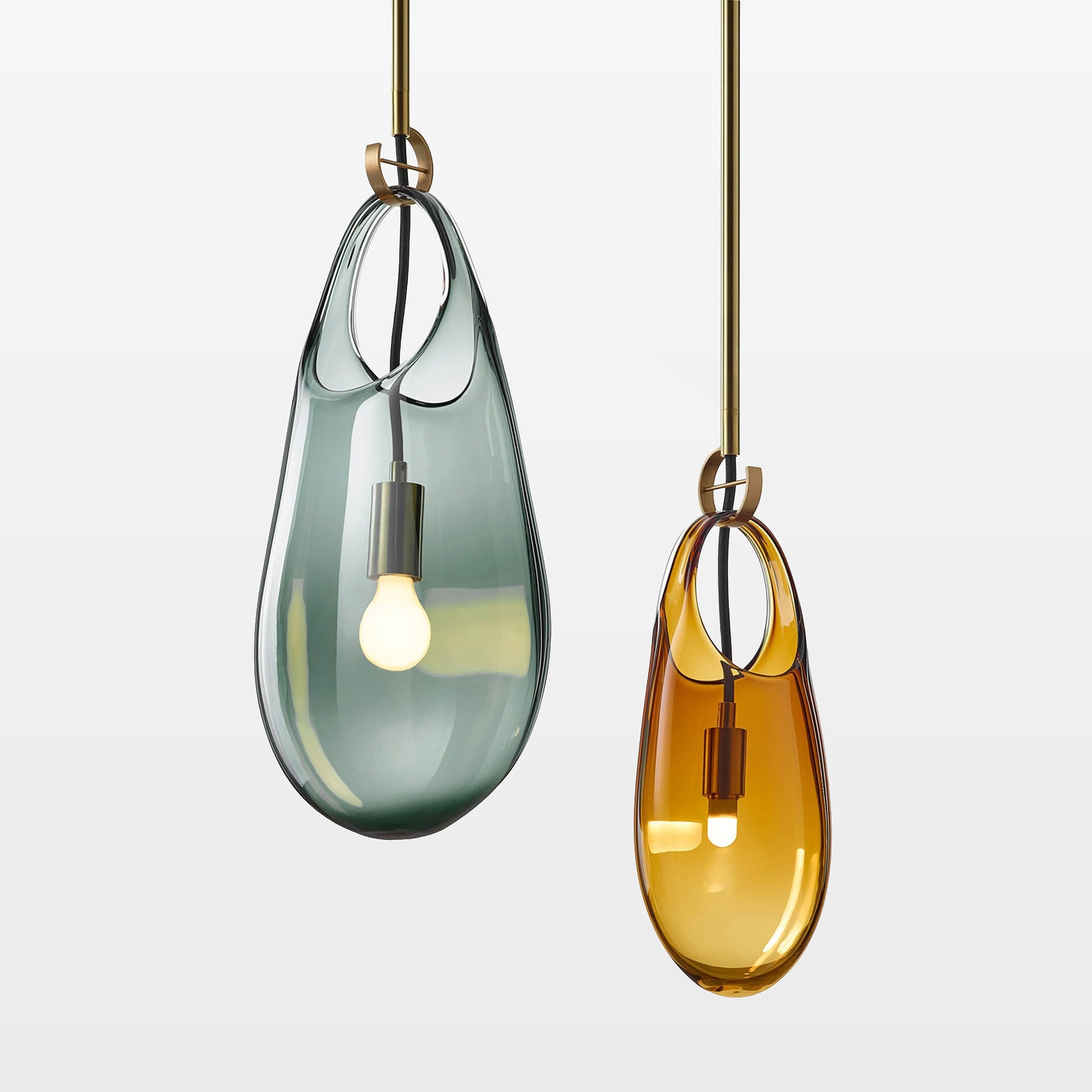 Elegant handblown glass pendant lights for modern interiors.