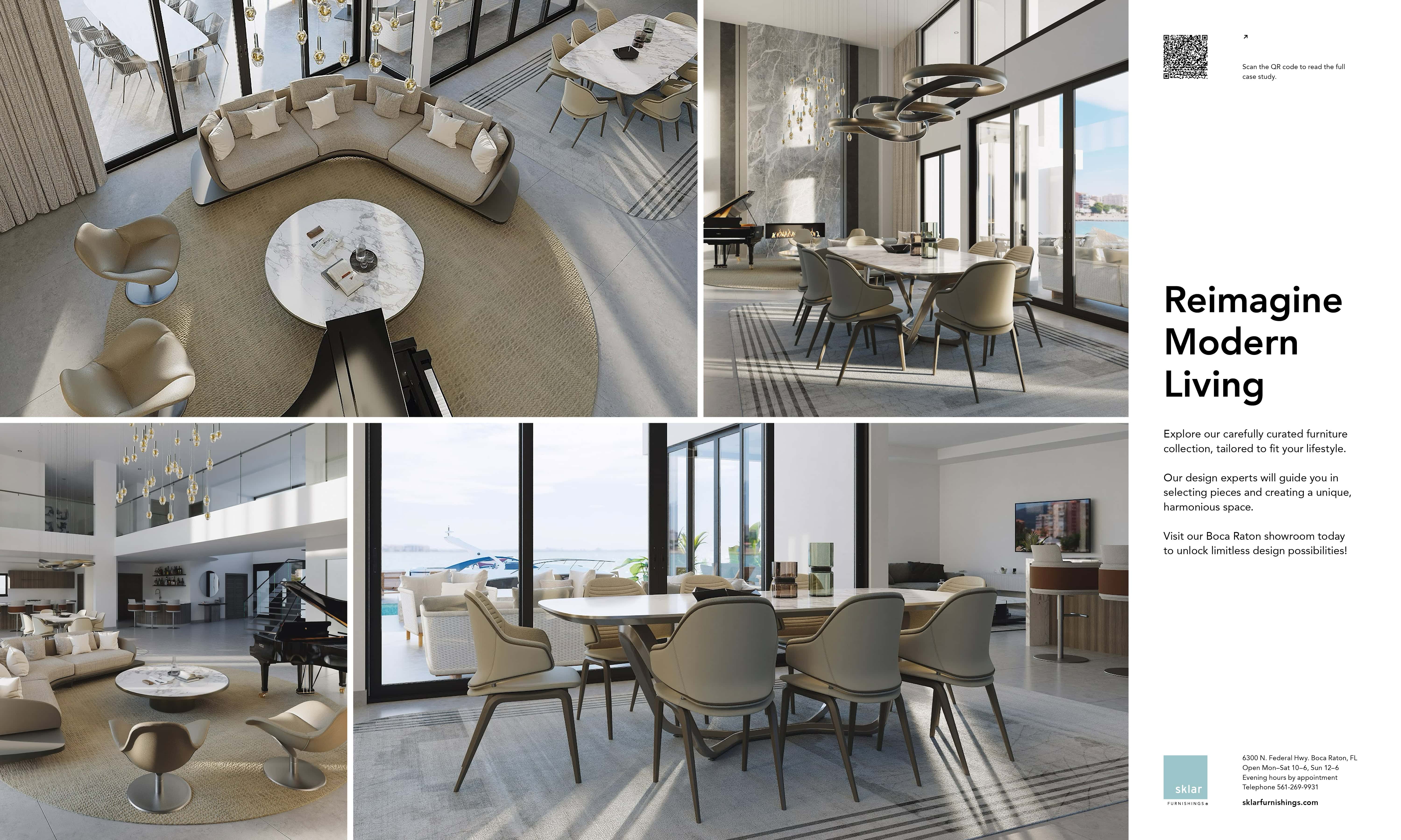 Elegant modern living room with stylish seating and marble accents, showcasing contemporary furniture design.