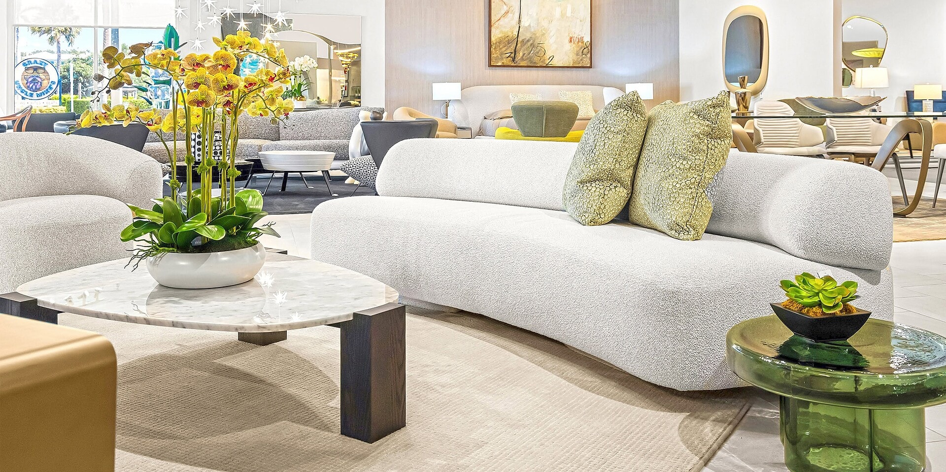 Showroom Vignette Living Room Moroso Gogan Sofa