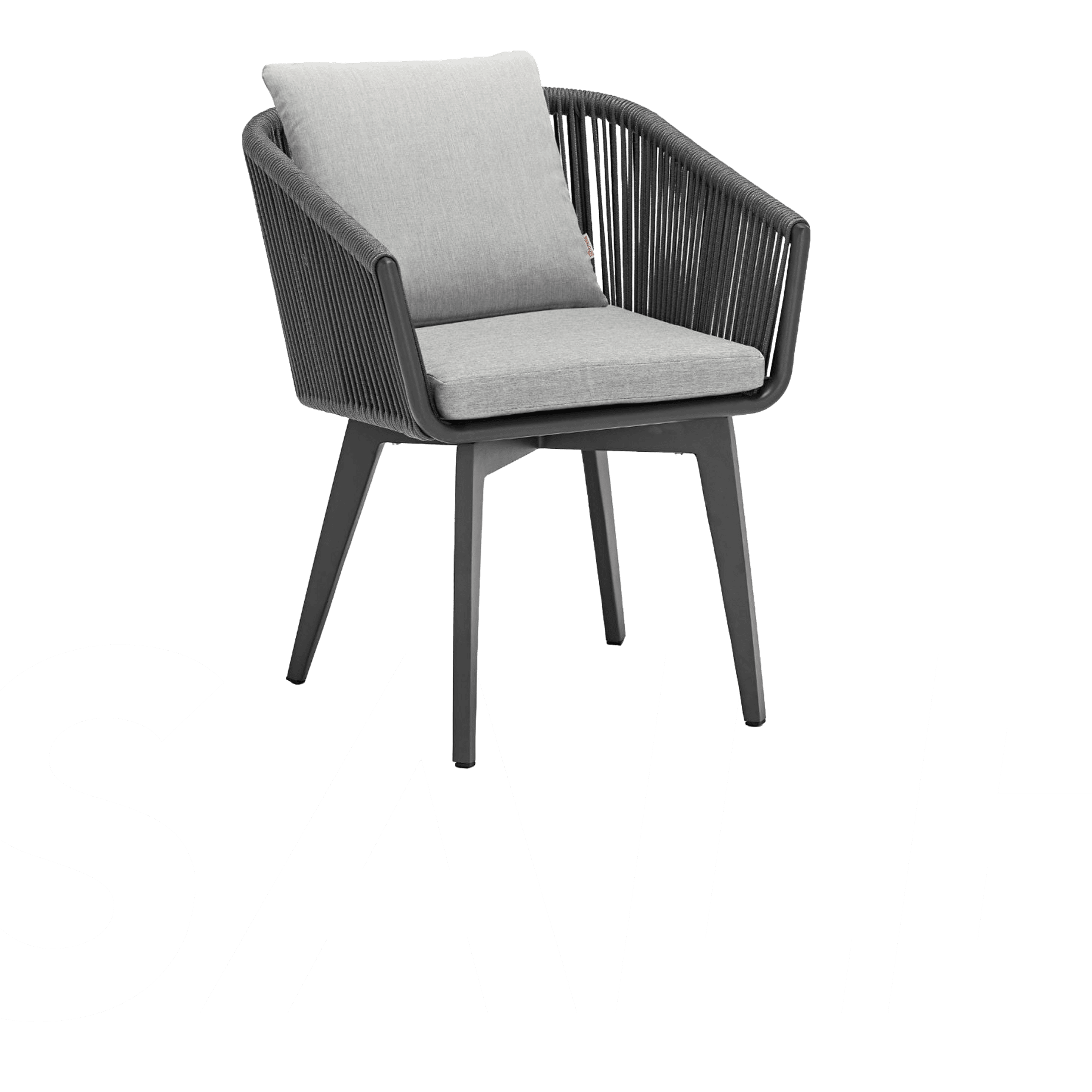 Outdoor lounge chair with woven rattan frame and cushioned seat, ideal for stylish outdoor living sp.