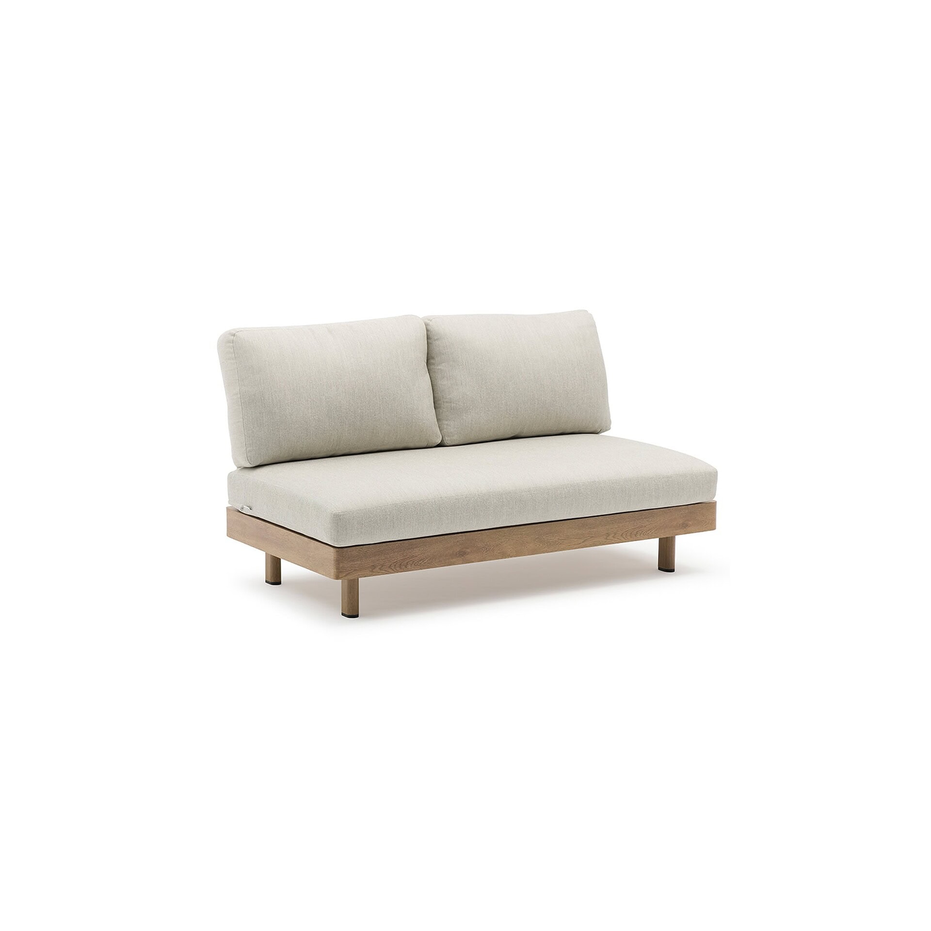 Couture Jardin Lounge Armless Two-Seater Outdoor Sofa with aluminum frame and performance cushions