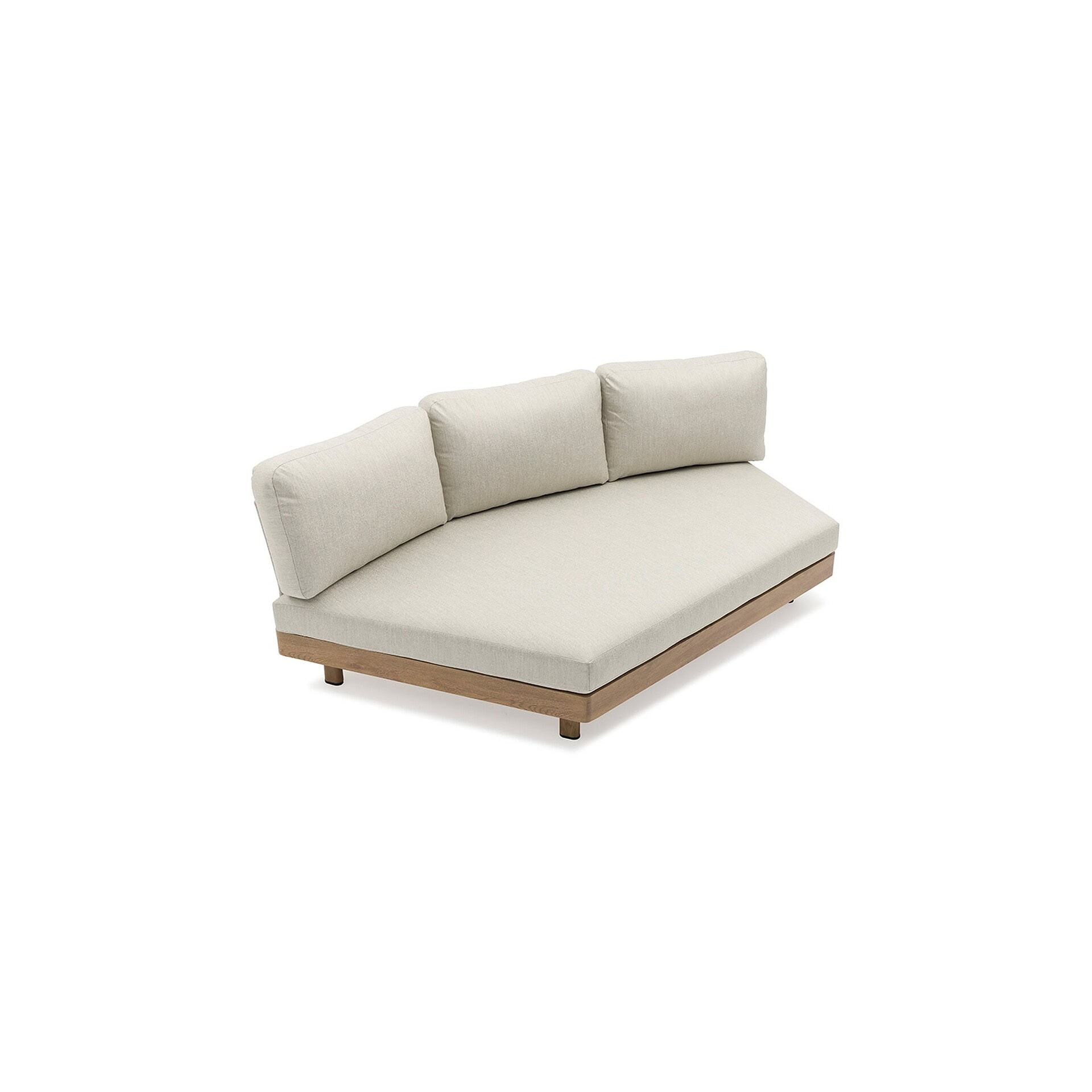 Couture Jardin Lounge Left-Hand Three-Seater Outdoor Sofa with wood-look base and powder-coated frame
