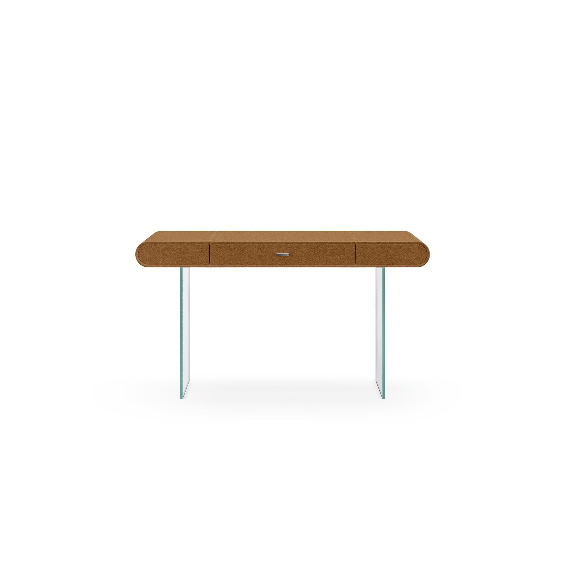 Side profile of the Bice Leather Writing Desk highlighting slim design and refined silhouette.