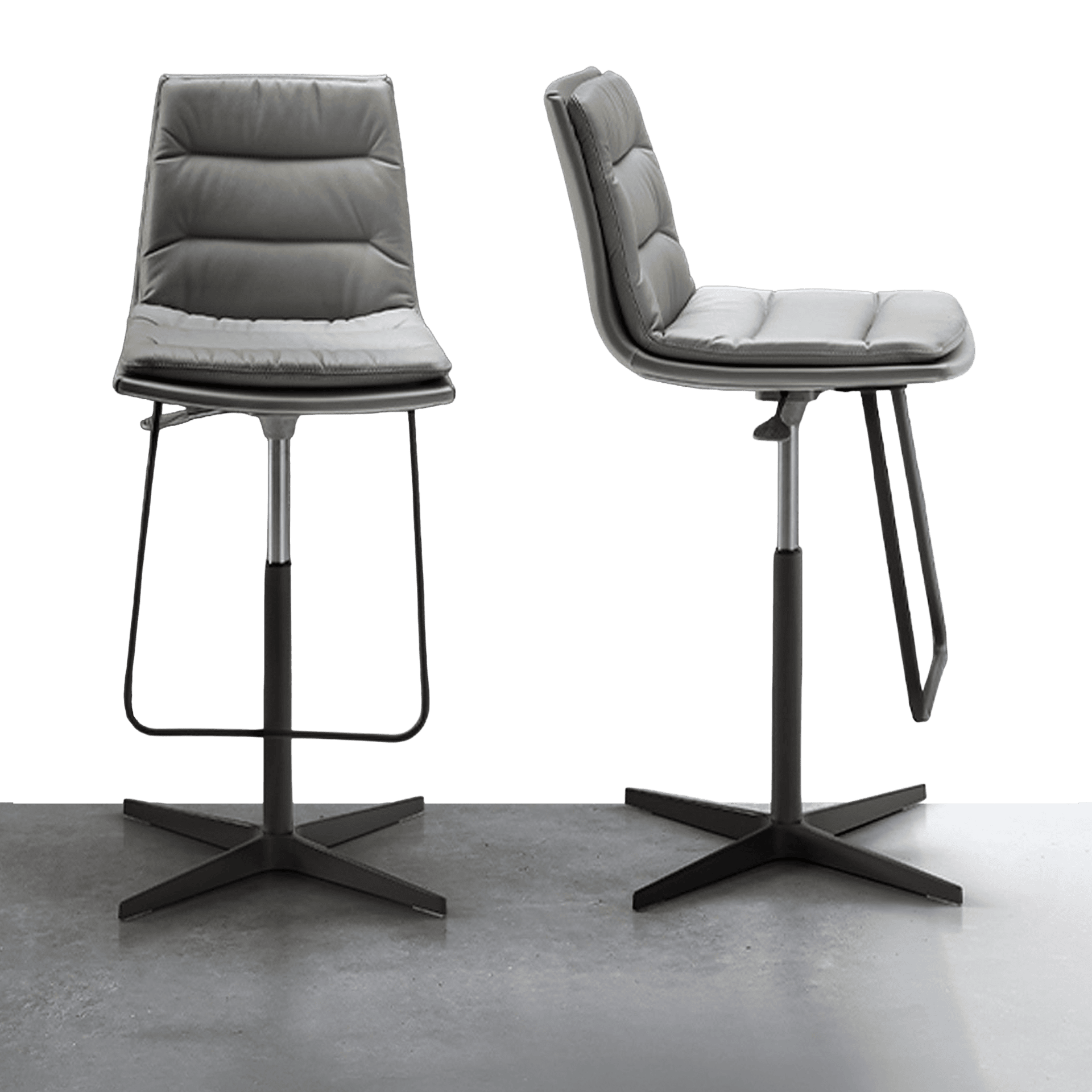 Contemporary gray office chairs with sleek design for modern workspaces.