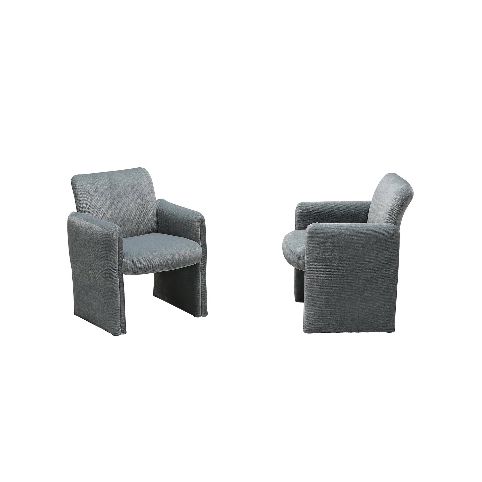 Pair of Quentin Upholstered Dining Chairs in dark fabric upholstery, side-by-side view.
