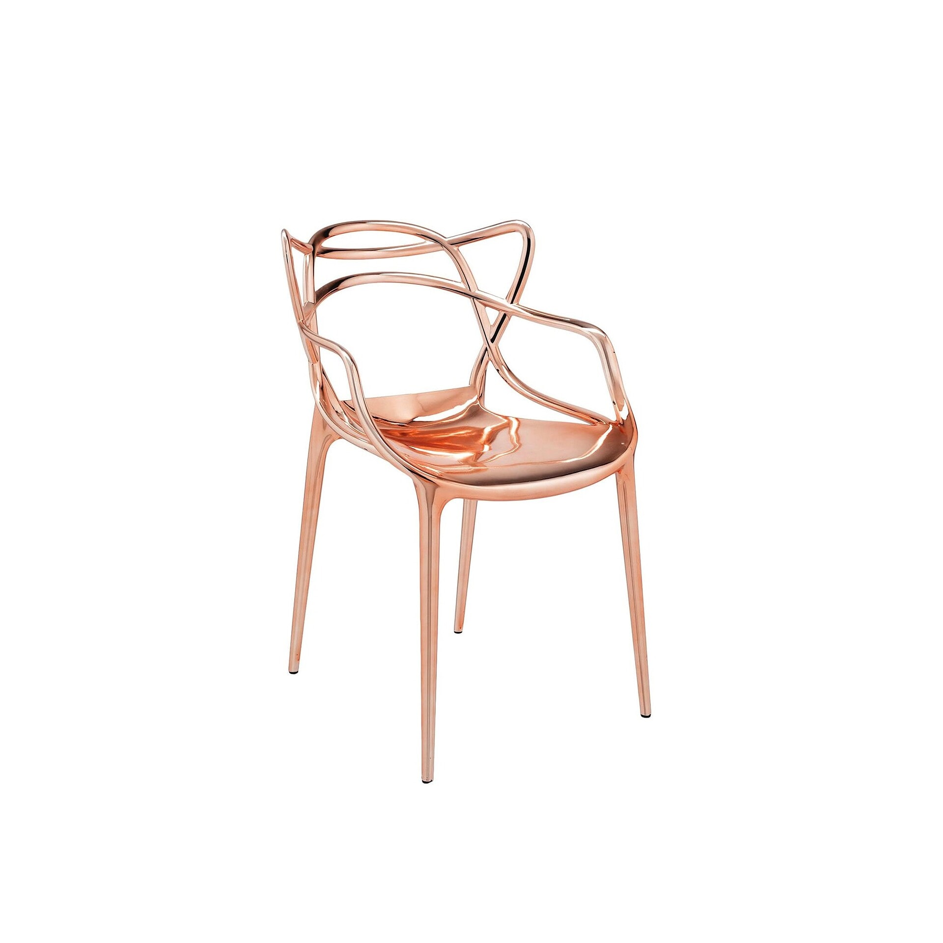 Single Masters Metal Dining Chair in copper finish, front angled view on white background.