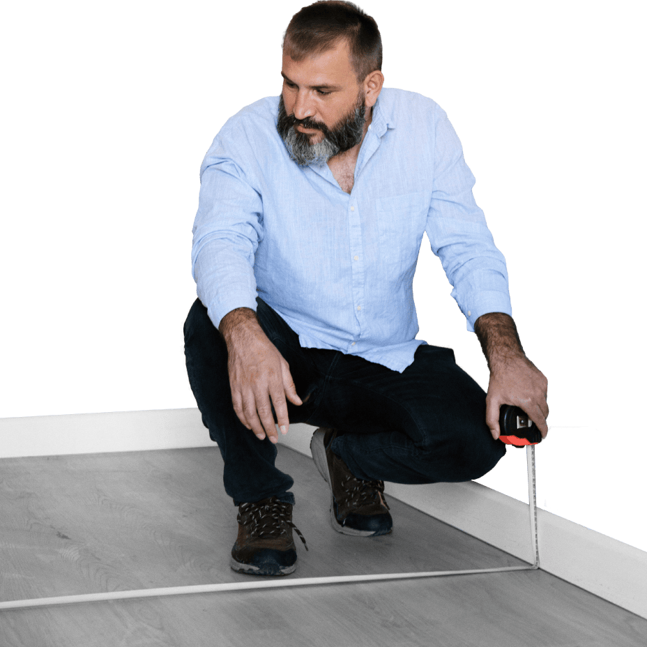 man using measuring tape