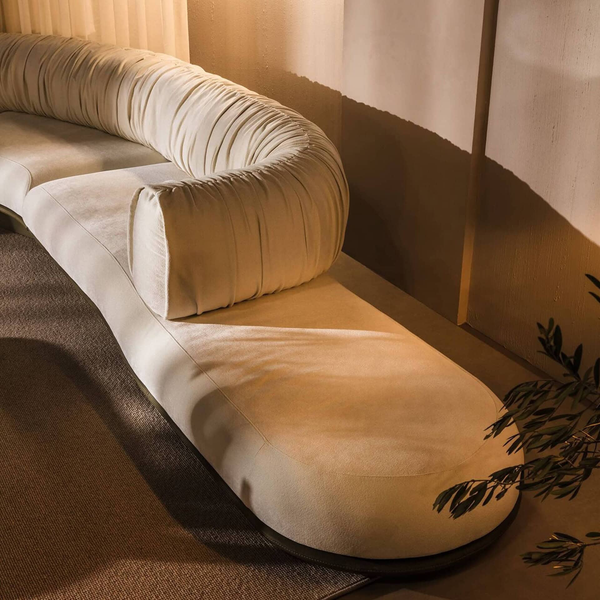 Chaise lounge module of the Break Sofa by Nicoline in soft fabric upholstery.