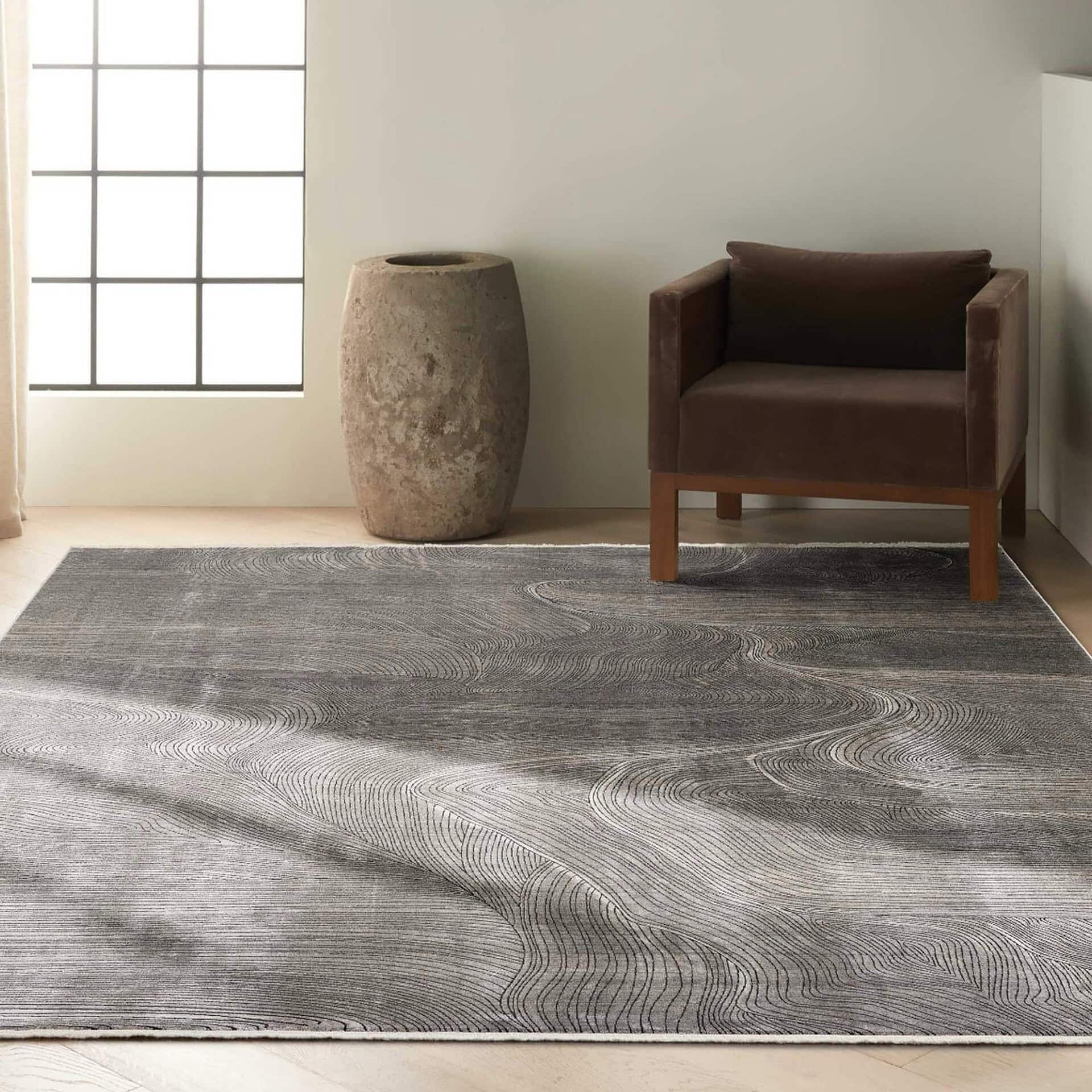 Balian CK52 Grey Rug styled in a modern living space with natural light and minimalist furniture.