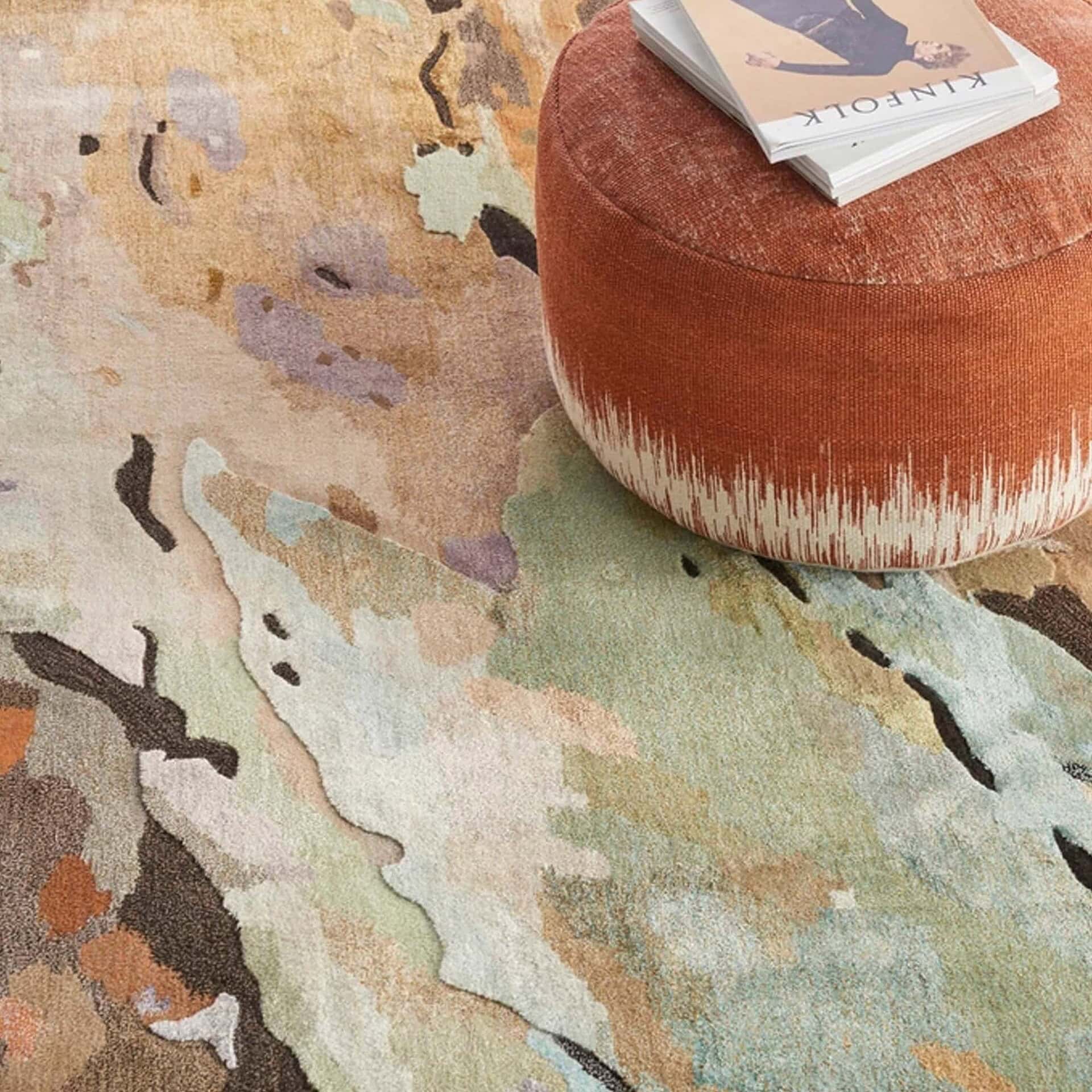 Close-up view of the Prismatic PRS09 Multicolor Rug showing vibrant abstract brushstroke pattern.