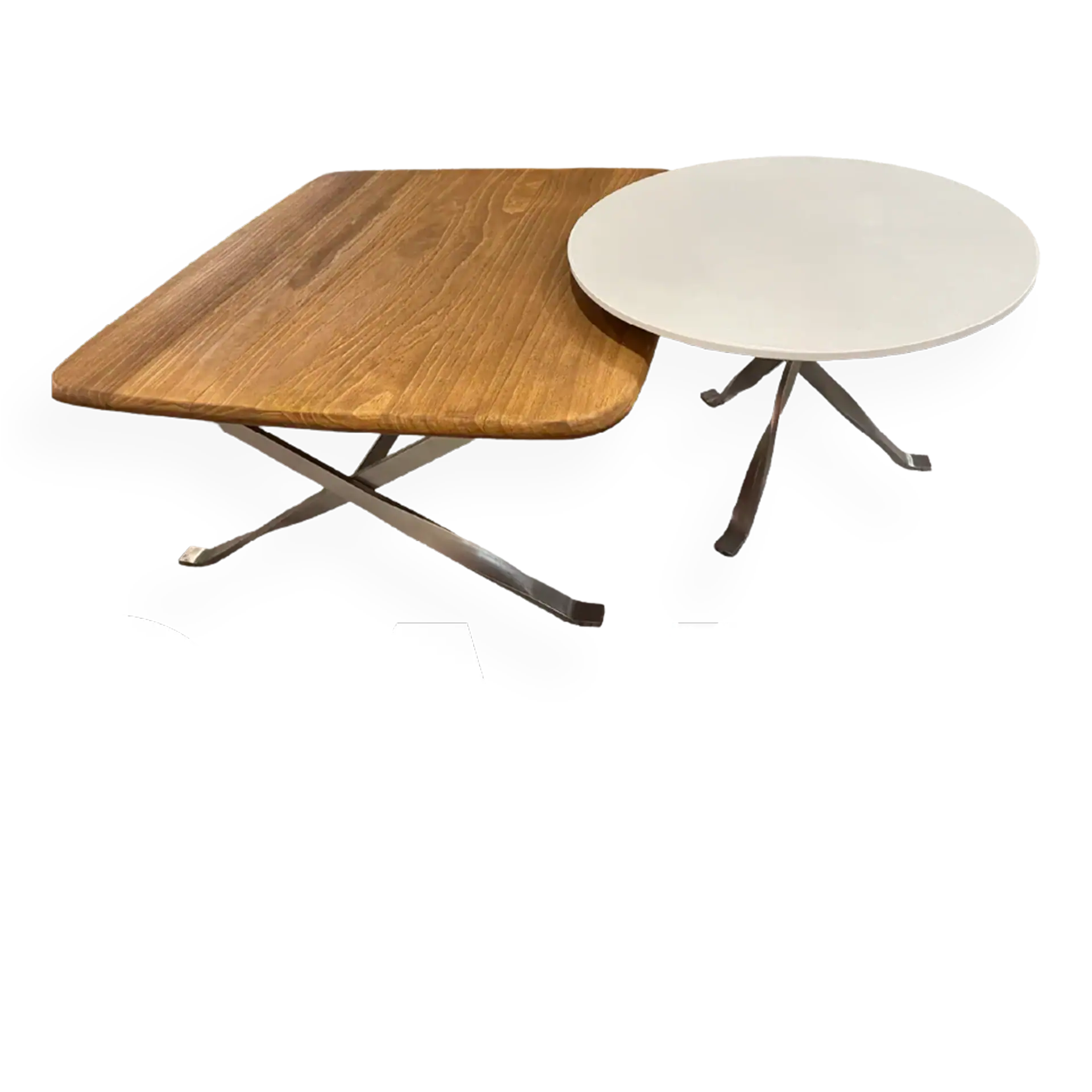 Stylish wooden and white coffee tables from Sklar Furnishings.