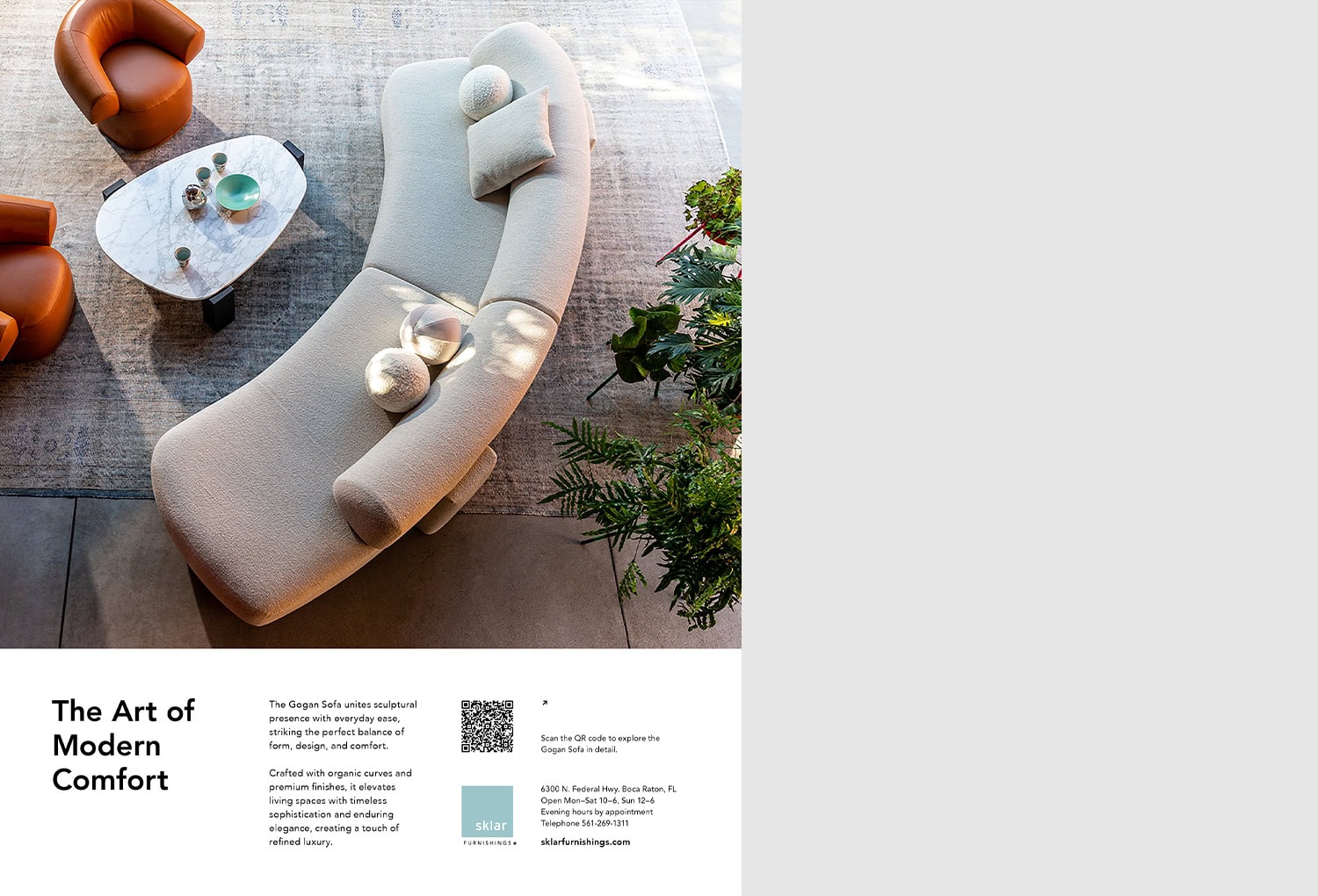 Elegant modern sofa with organic curves, perfect for stylish living spaces.