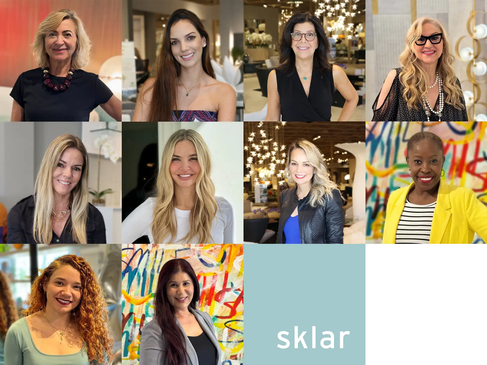 Elegant women entrepreneurs at Sklar Furnishings, showcasing luxury furniture and personalized interior design.
